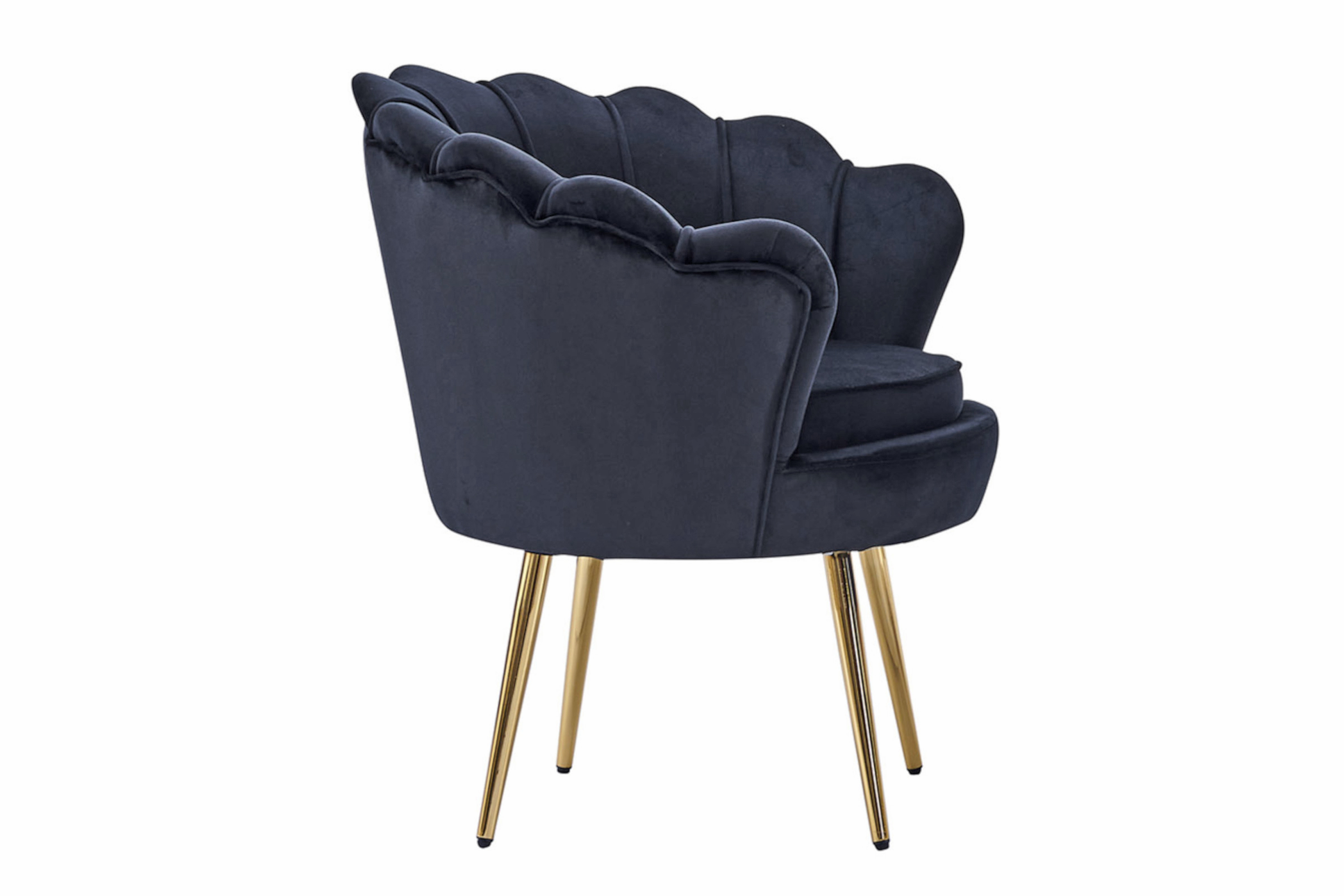  Armlehnsessel Polstersessel Samt Schwarz Retro-Look BIG CHAIR