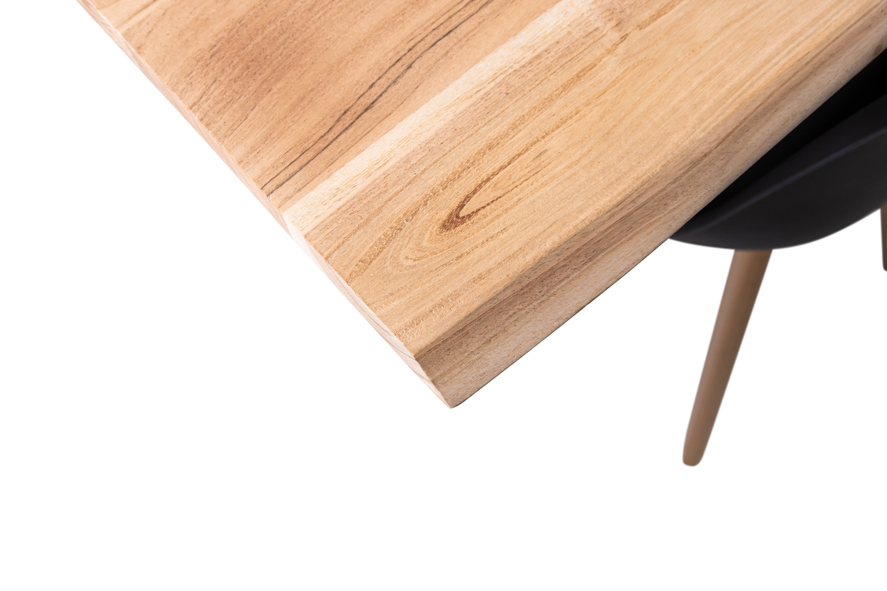 Esstisch Baumkante Akazie natur 220(320)x100 Ansteckplatten Spider-Gestell silber AVINO