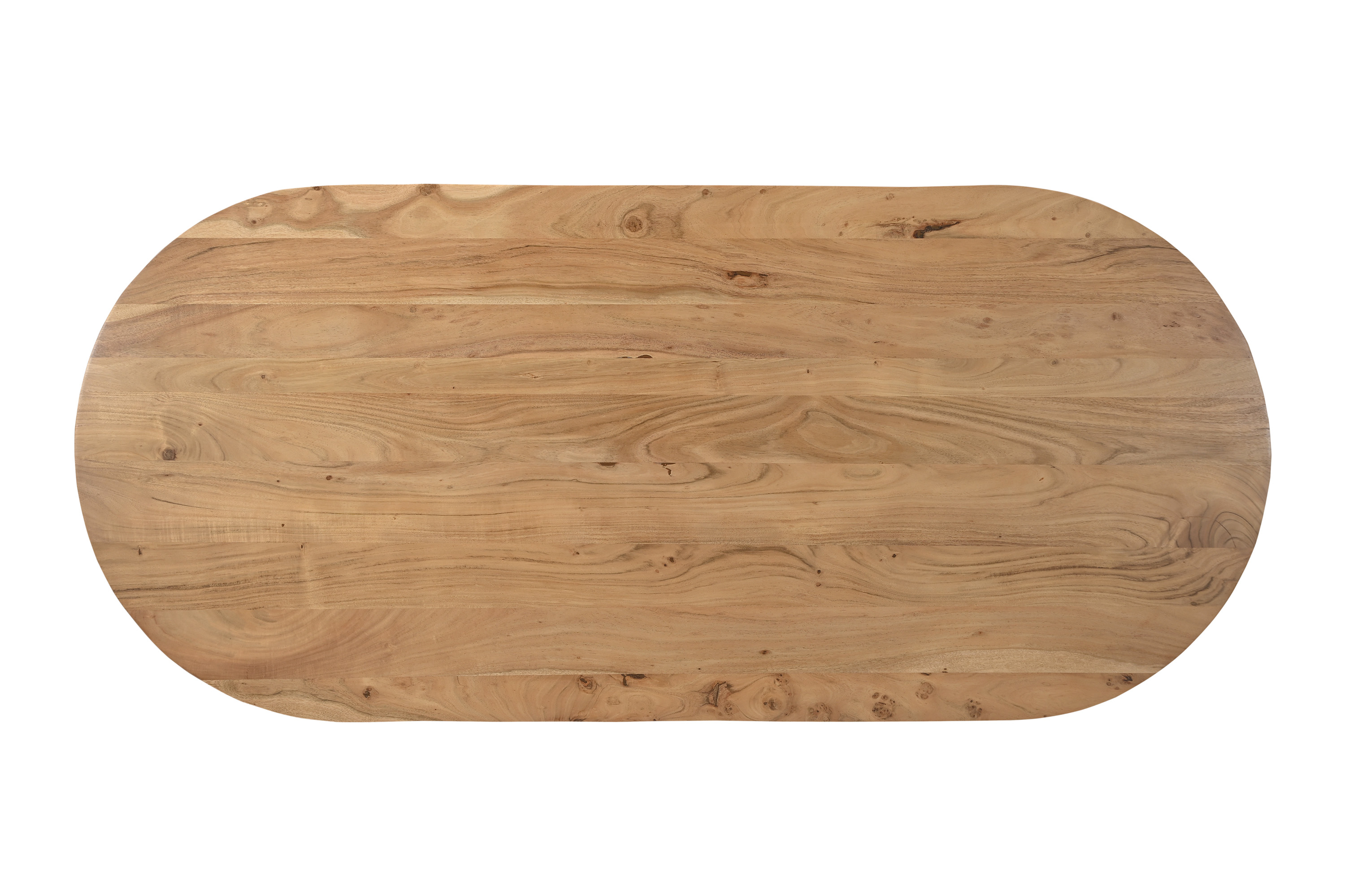 Esstisch 204 x 90 cm Akazienholz Natur gerade Kante oval V-Gestell LAURIE