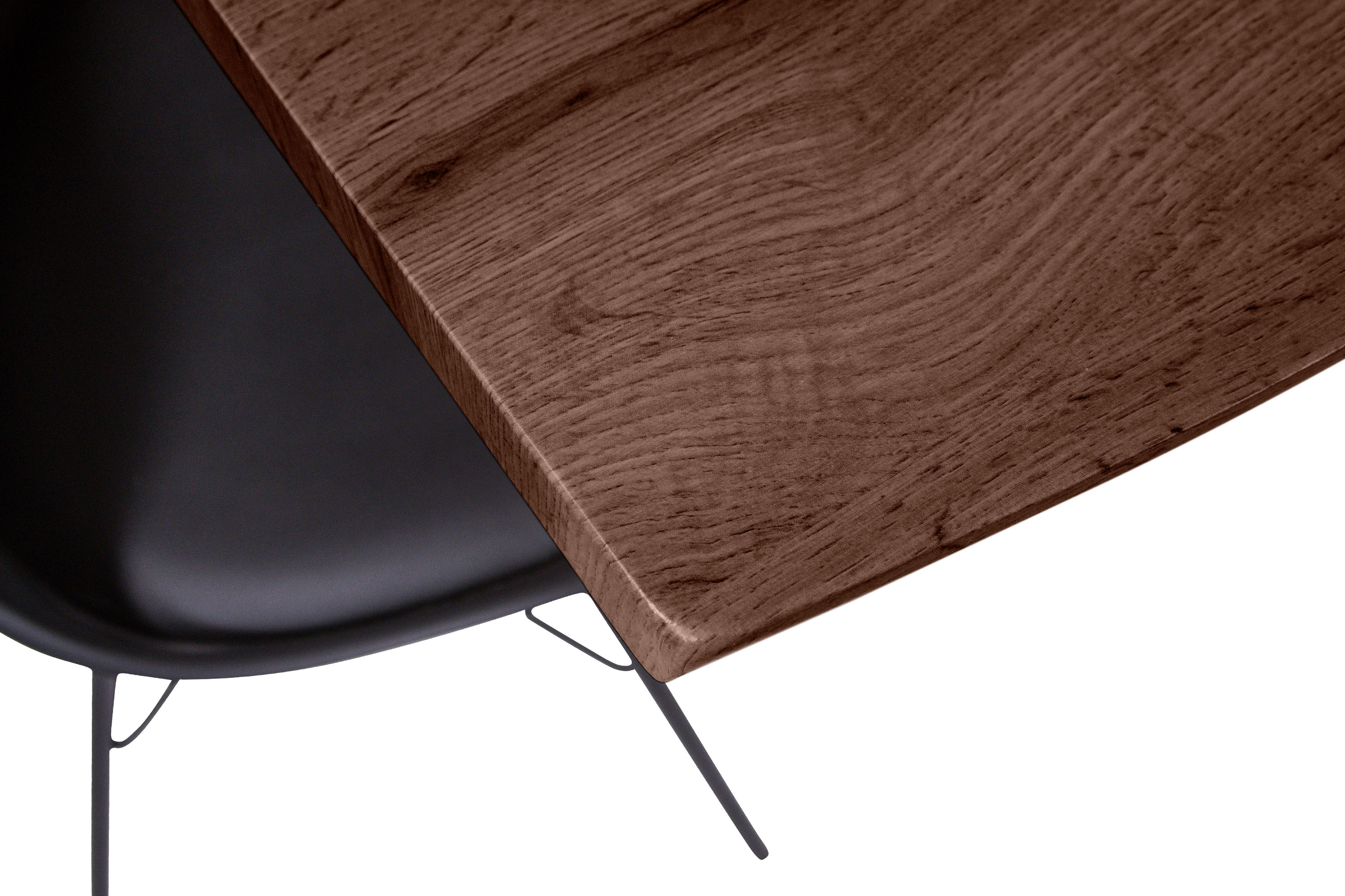 Esstisch Baumkante Holz-Optik Nussbaum 180 x 90 Spider-Gestell weiß JOSY