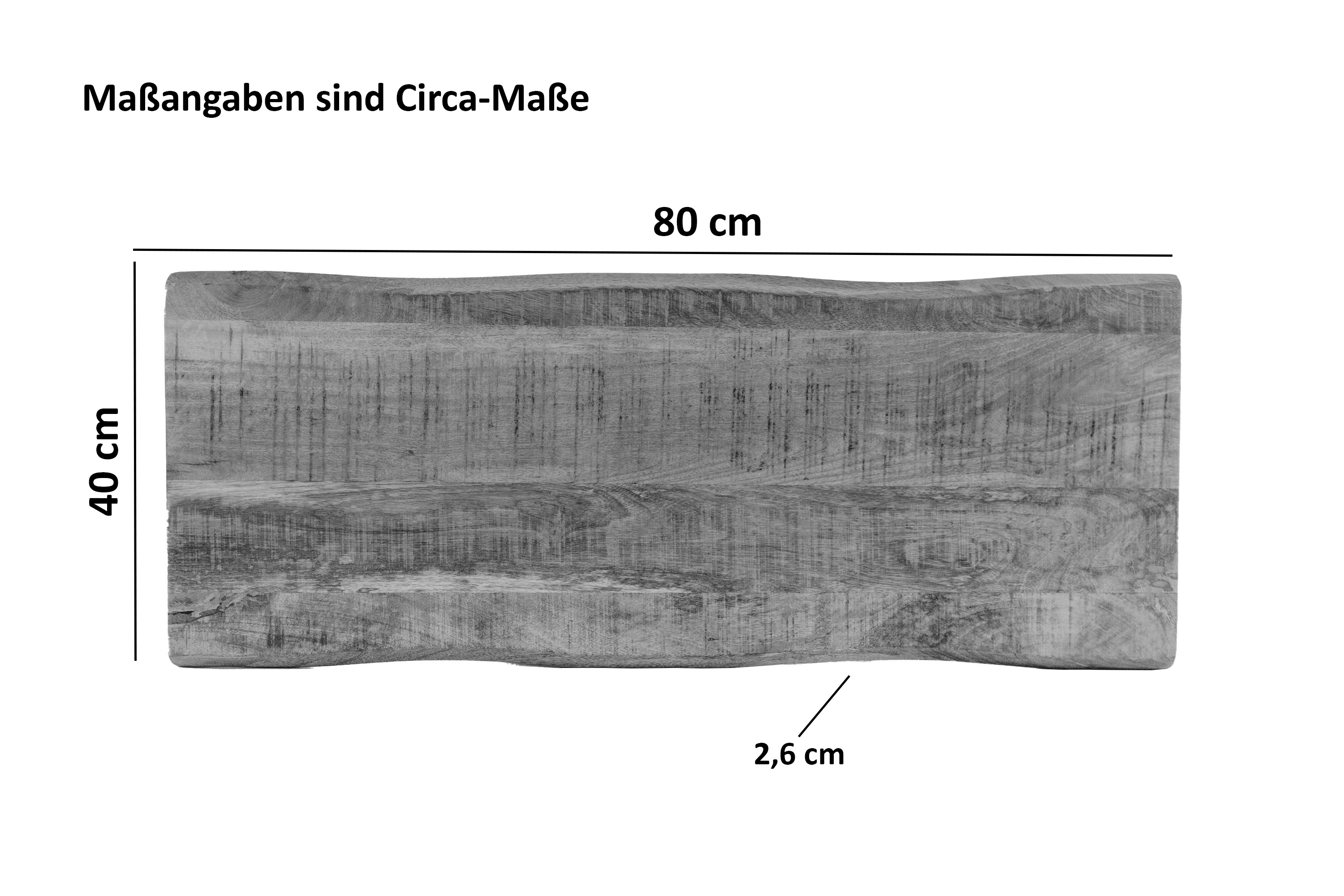 Tischplatte Baumkante Mango massiv 80 x 40 cm CURTIS