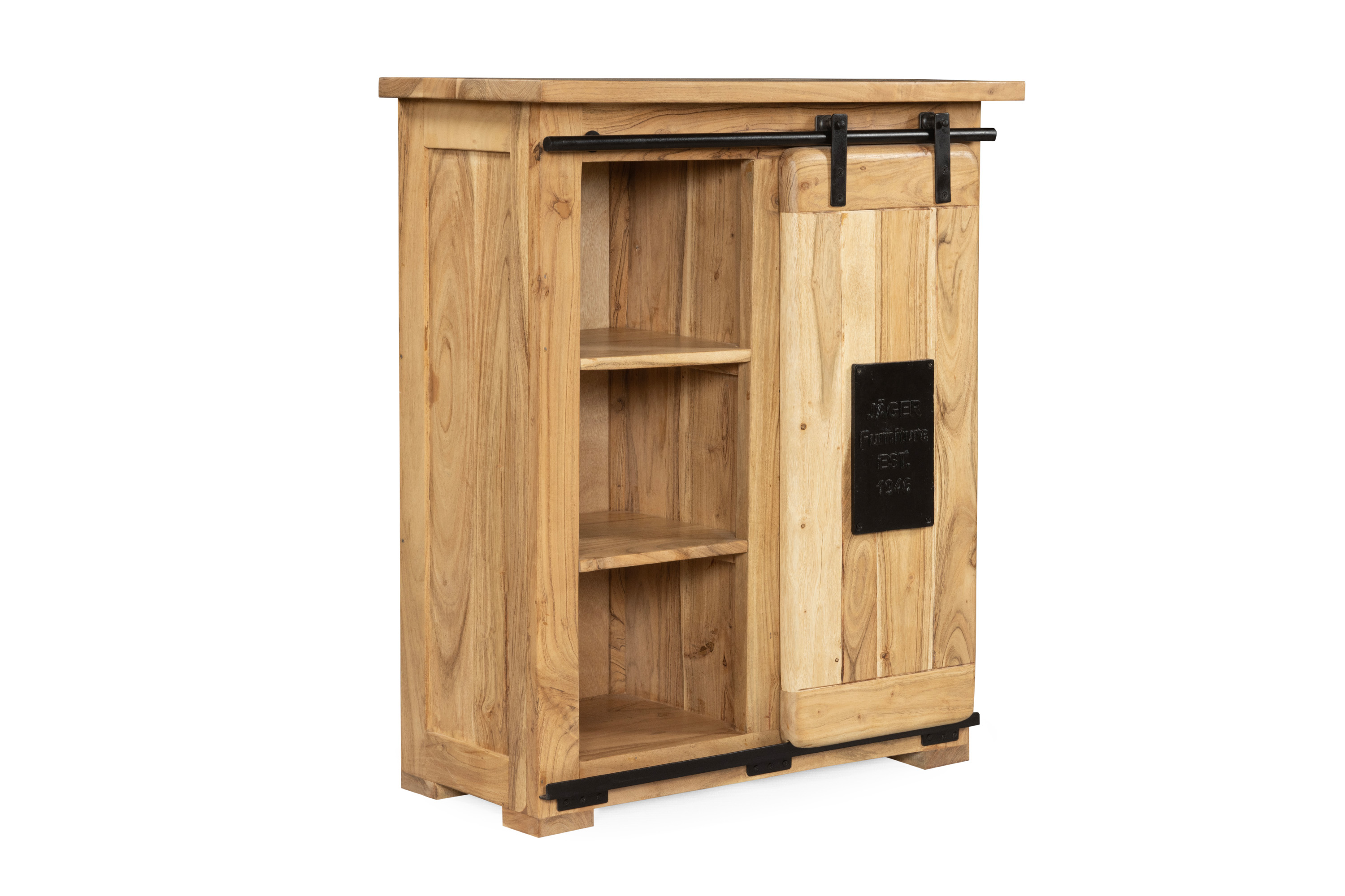 Sideboard Akazie massiv natur mit Holzrolltür 75 x 90 x 36 cm LIBRO
