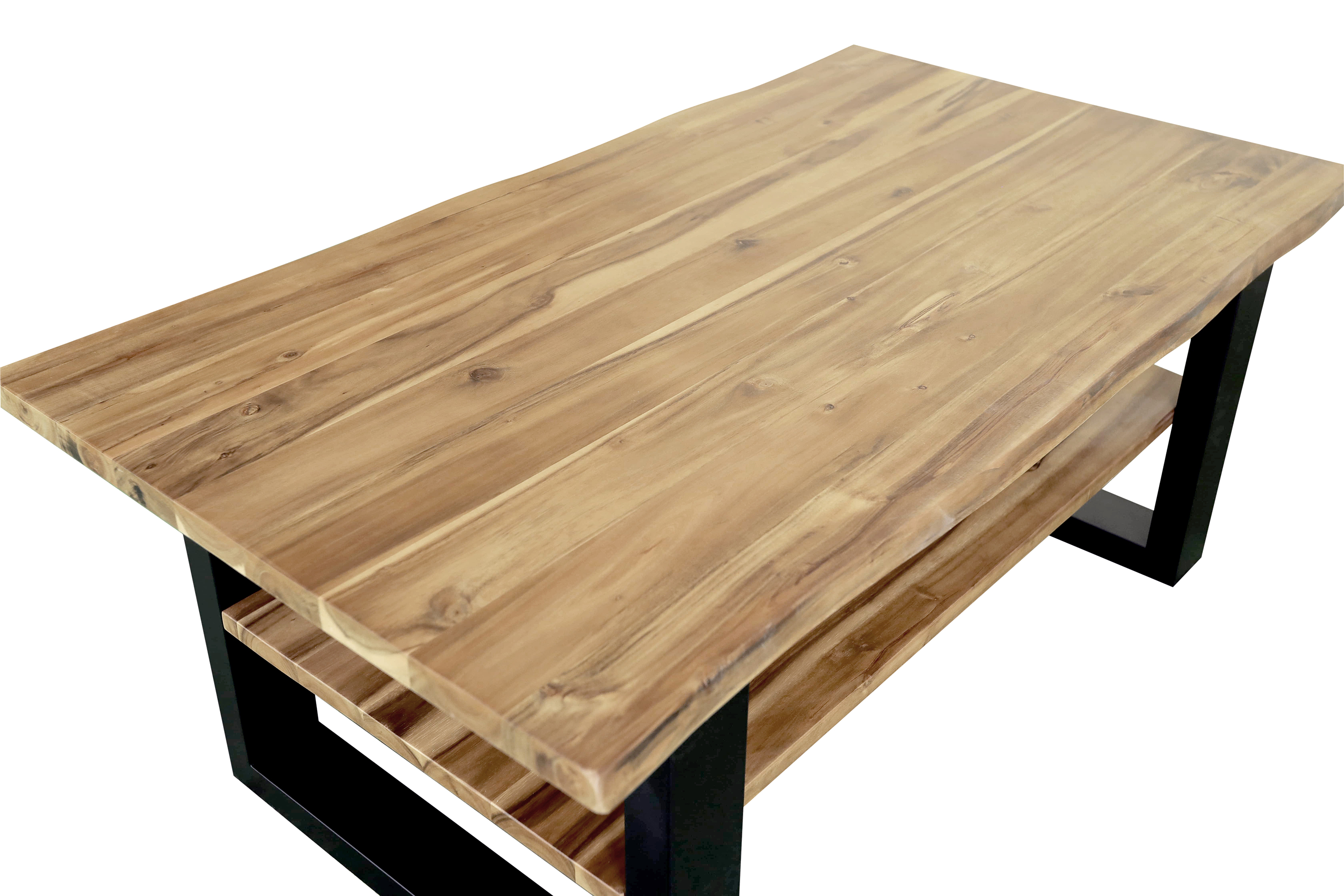 Couchtisch Baumkante 115 x 65 cm Akazie massiv + naturfarben lackiert schwarz PATRICK