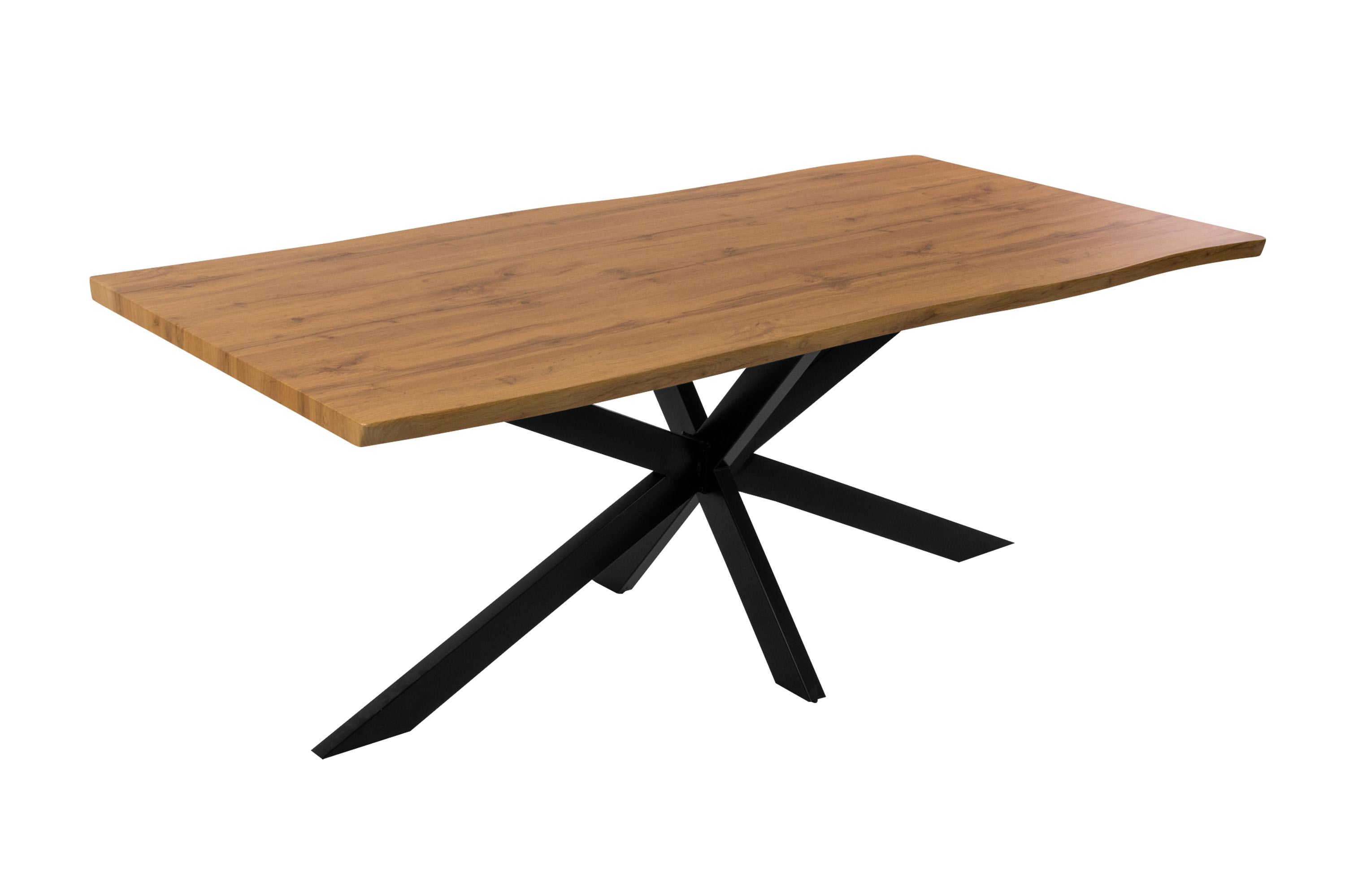 Esstisch Baumkante Holz-Optik Wildeiche 200 x 100 Spider-Gestell schwarz JOSY