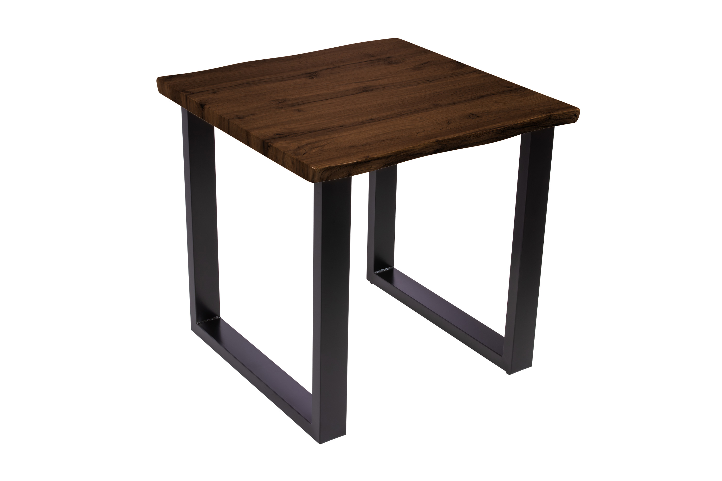 Esstisch Baumkante Holz-Optik Nussbaum 80 x 80 U-Gestell schwarz JOSY