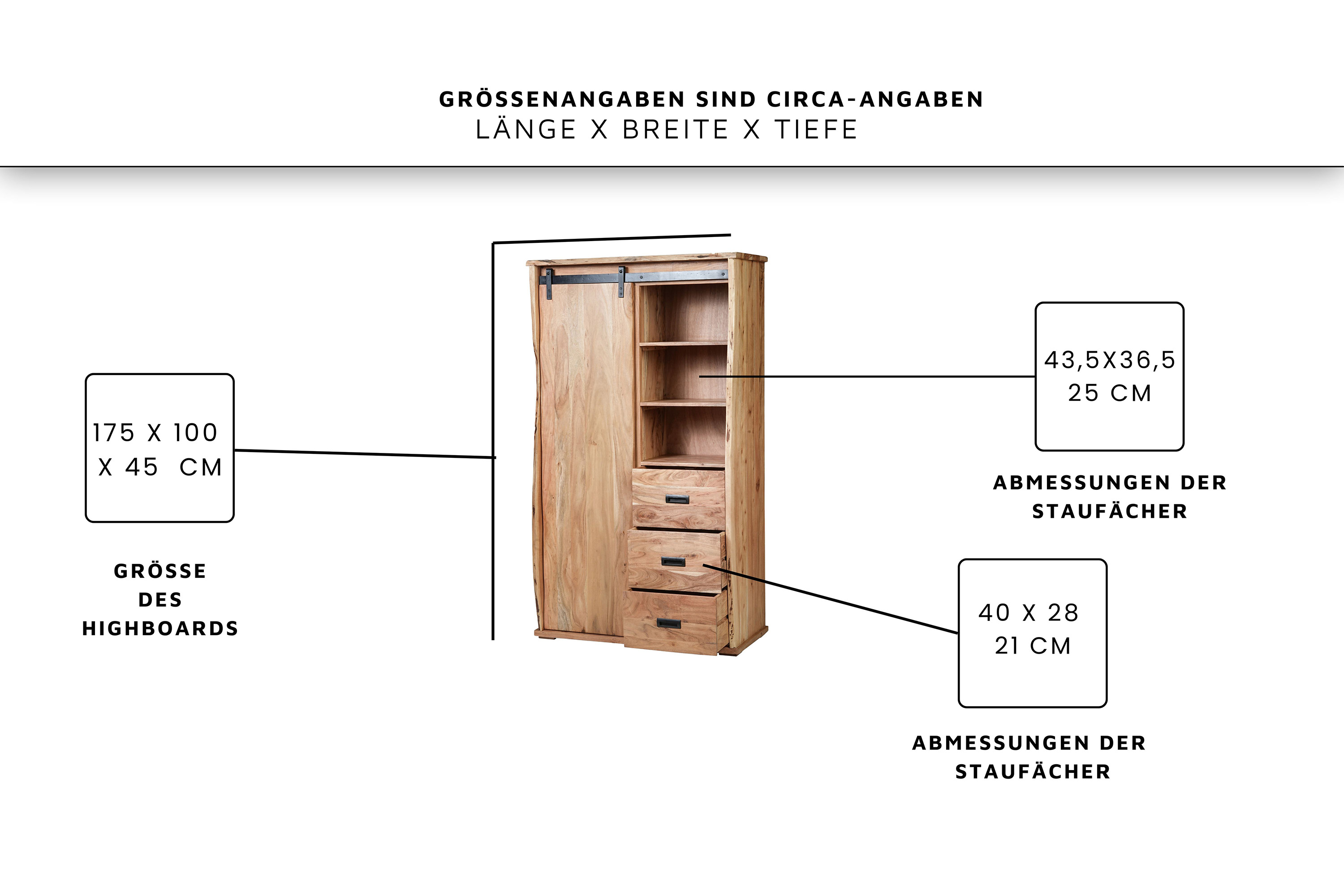 Kleiderschrank Baumkante 100 x 45 x 175 cm Akazienholz massiv naturfarben LIAN I