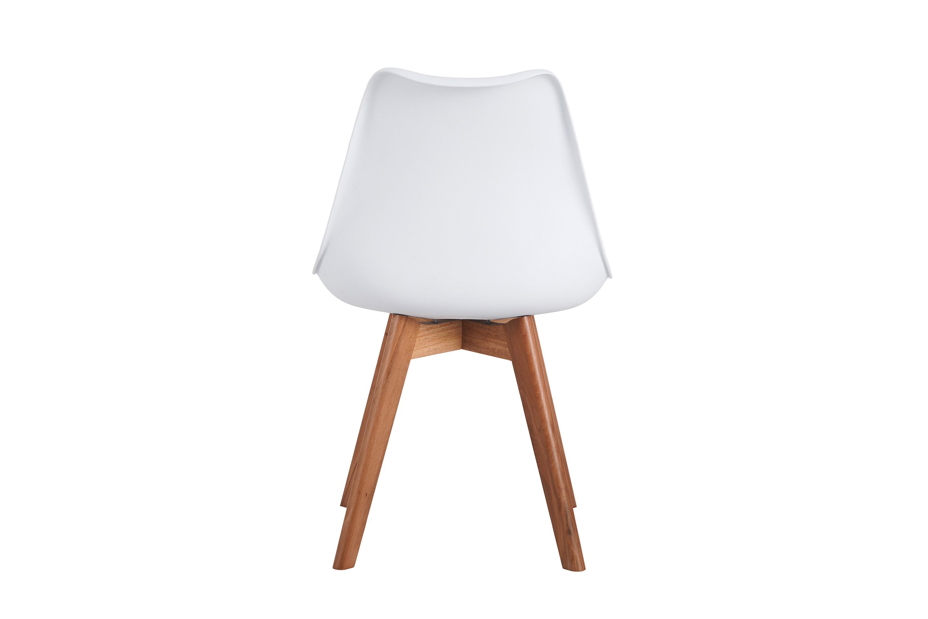 Esszimmer Schalenstuhl & Polster Kunstleder weiß Stuhlbein Massivholz akazienfarben LOVELACE