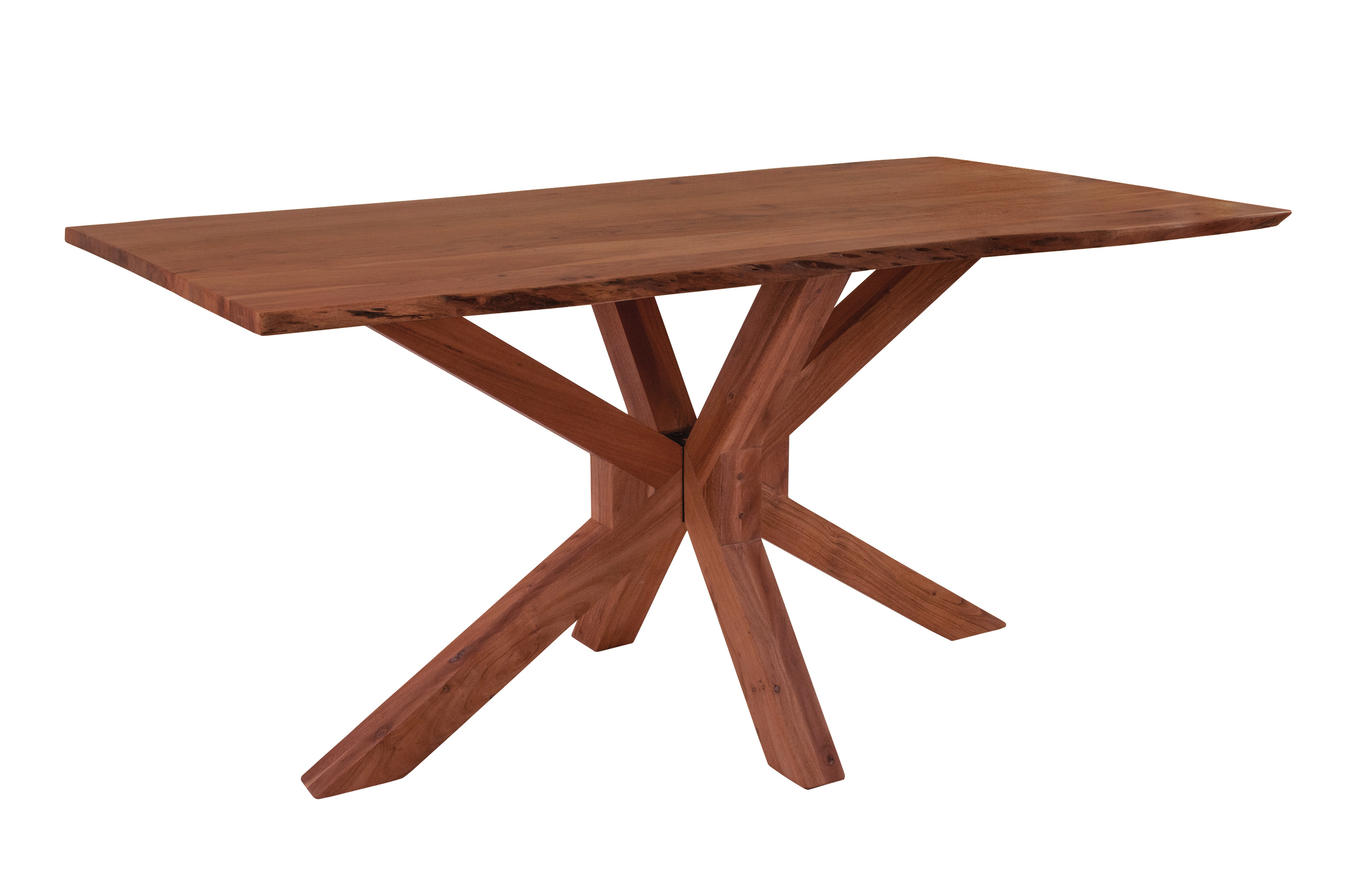 Esstisch Baumkante massiv Akazie nussbaum 240 x 100 cm Spider-Gestell Holz nussbaum PRAG
