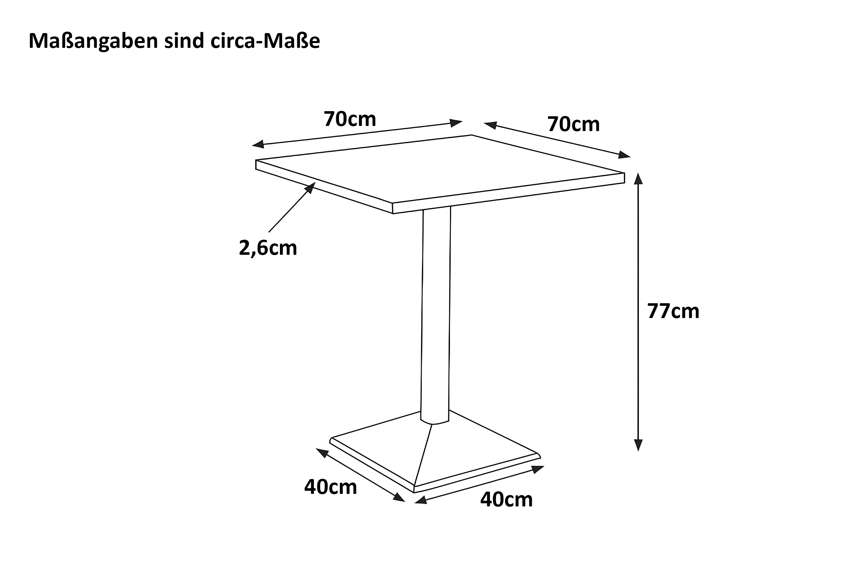 Bistrotisch Baumkante massiv 70 x 70 cm Akazie naturfarben Gerade Kante Säulengestell schwarz BRASILEIRO