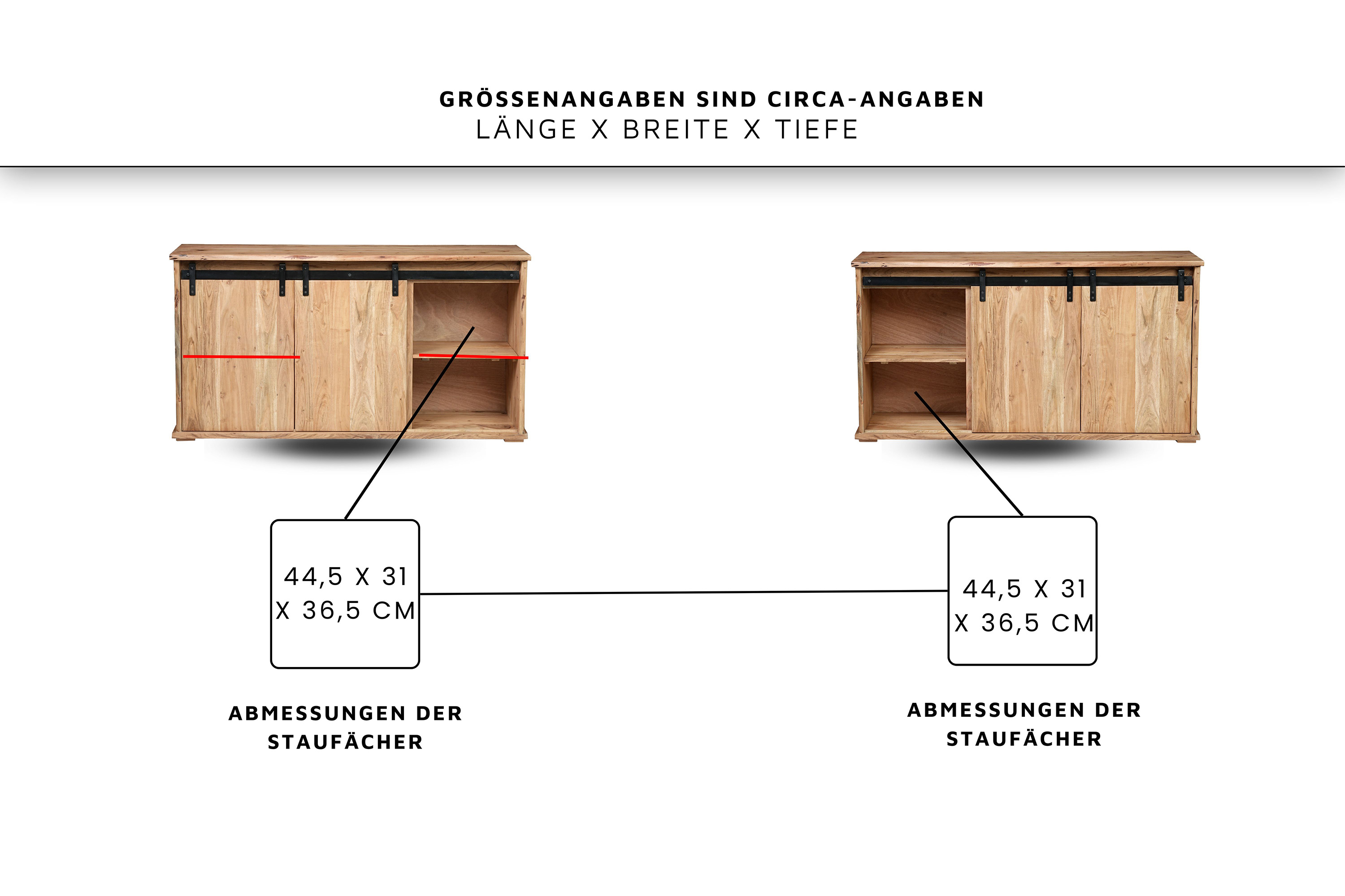 Sideboard Baumkante 150 x 45 x 80 cm Akazienholz massiv naturfarben LIAN I