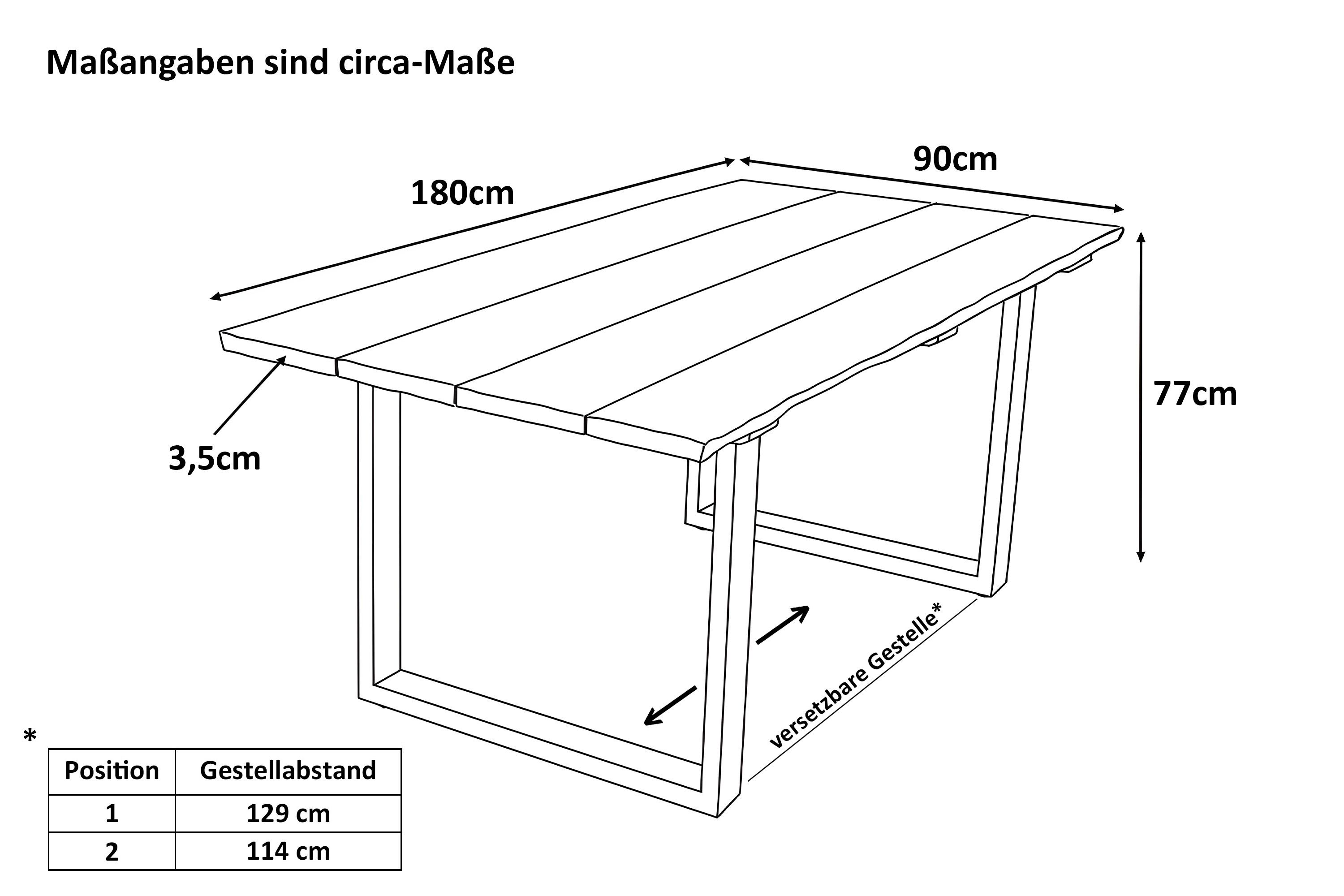 Gartentisch Outdoor massiv Teakholz 180 x 90 U-Gestell Metall schwarz BOGOTA