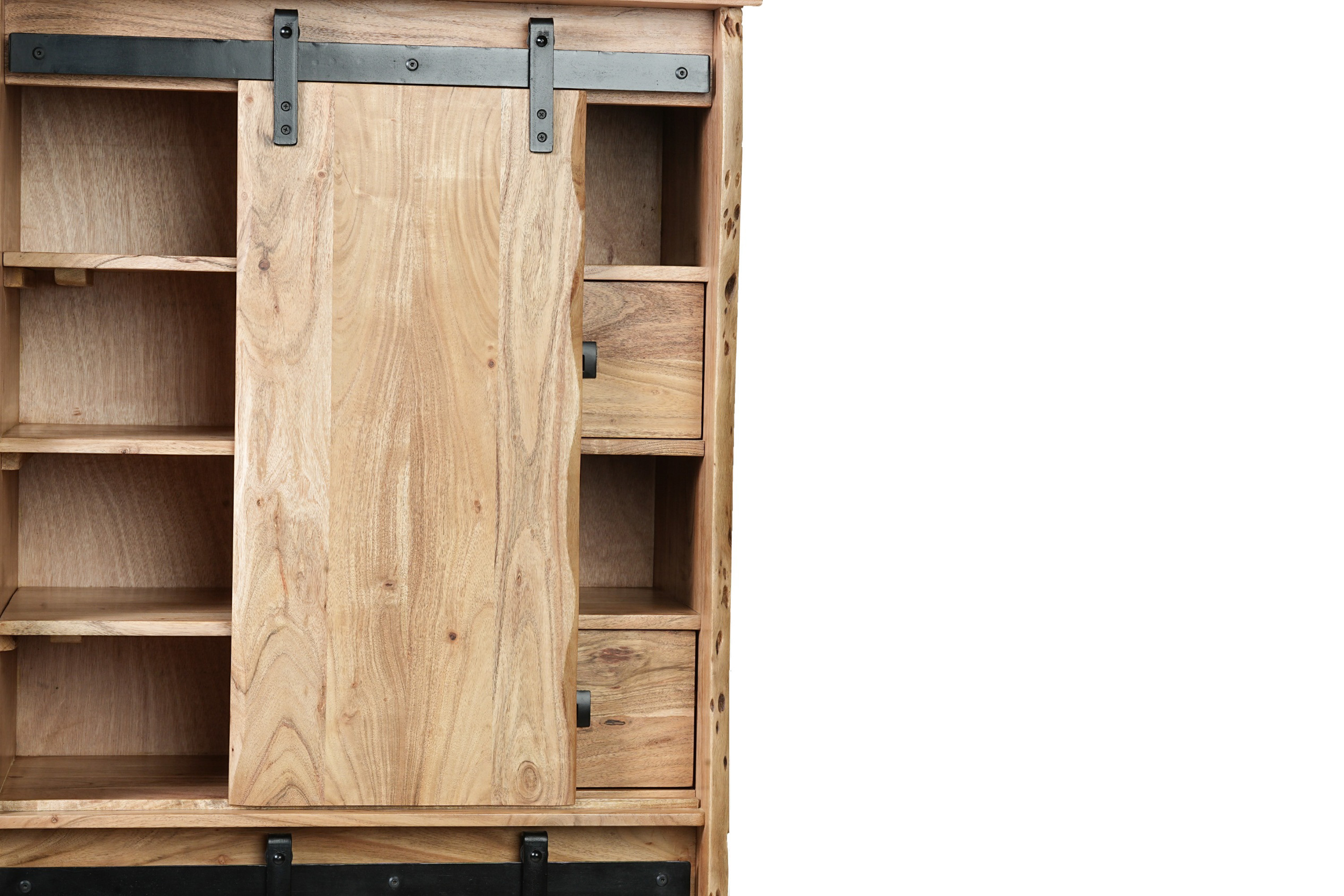 Highboard Baumkante 80 x 45 x 175 cm Akazienholz massiv naturfarben LIAN III