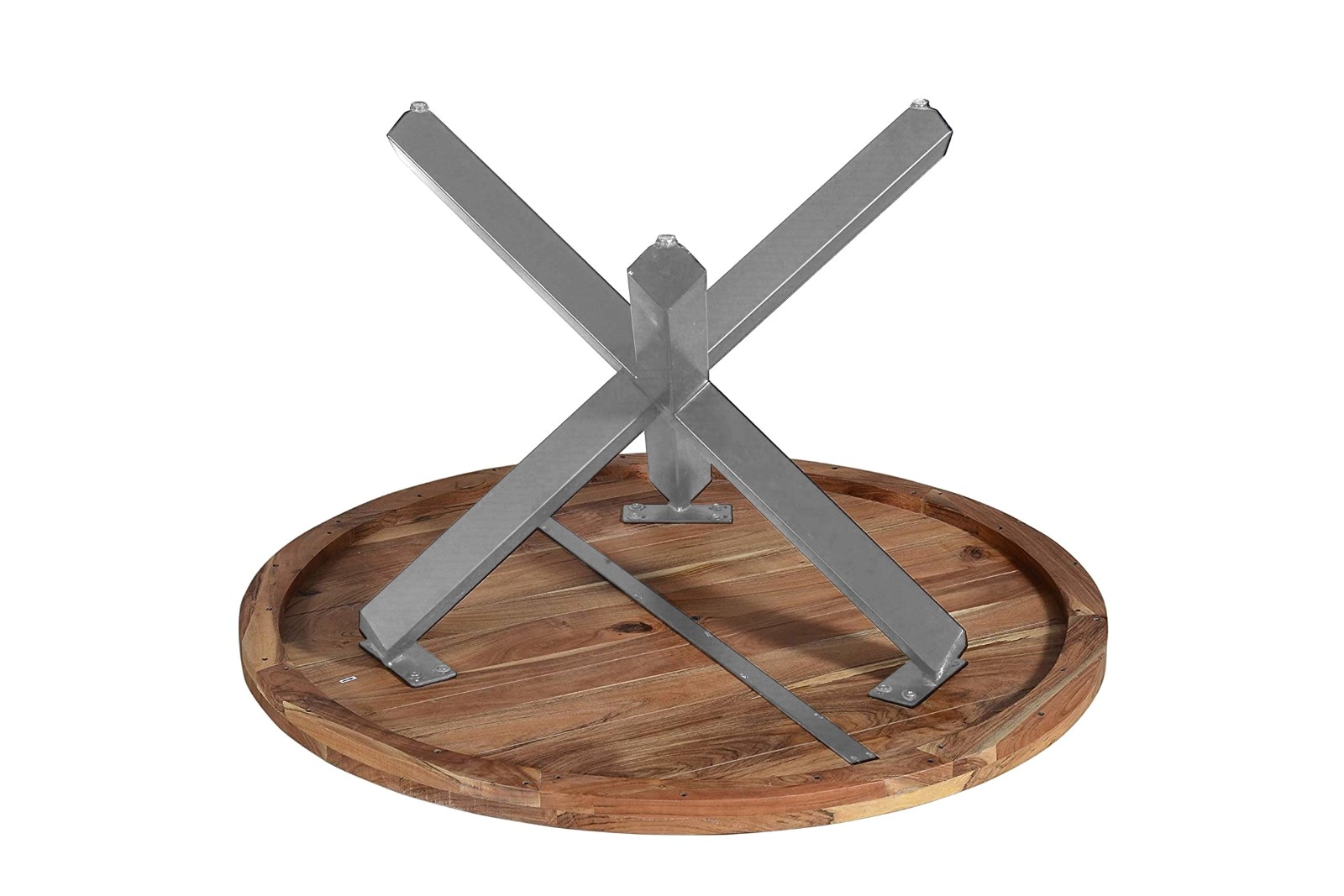  Esszimmertisch rund 120 cm Akazienholz Natur Silber RUNA