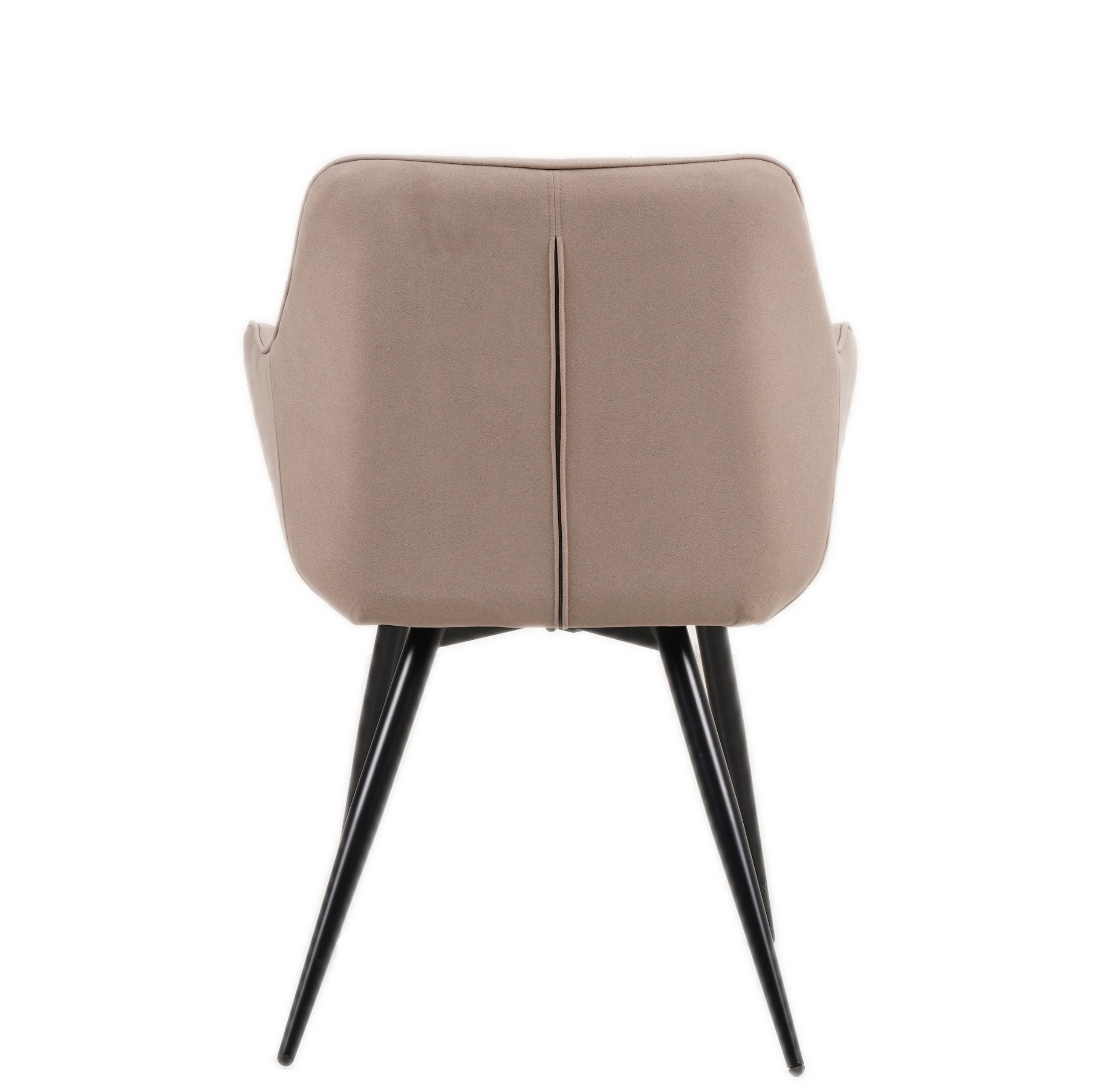  Esszimmer Armlehnstuhl Stoffbezug Taupe, Schwarze Metallfüße ELLI