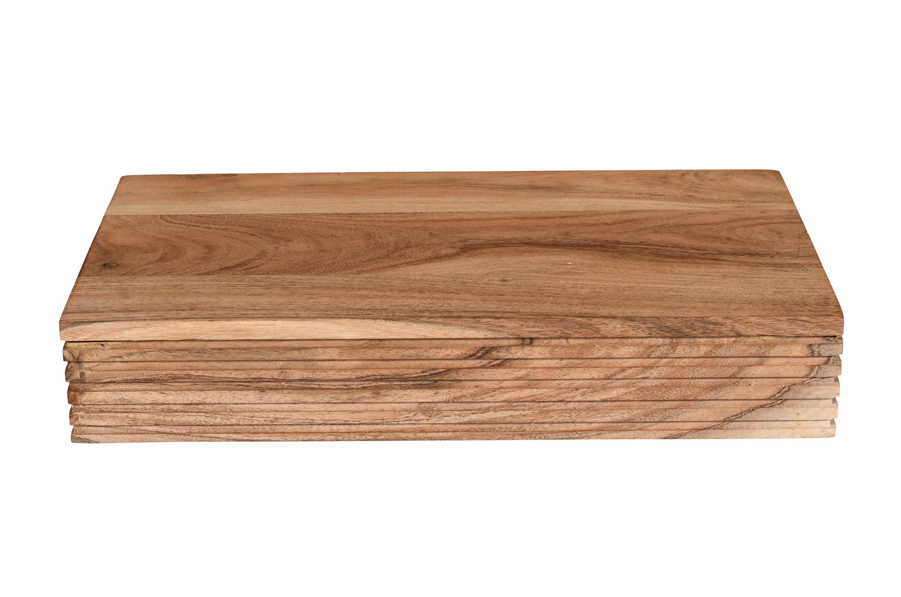 Steckboard mit Baumkante Schubladenregal Akazie massiv natur gerillt 45 x 25 x 8 cm LEONA