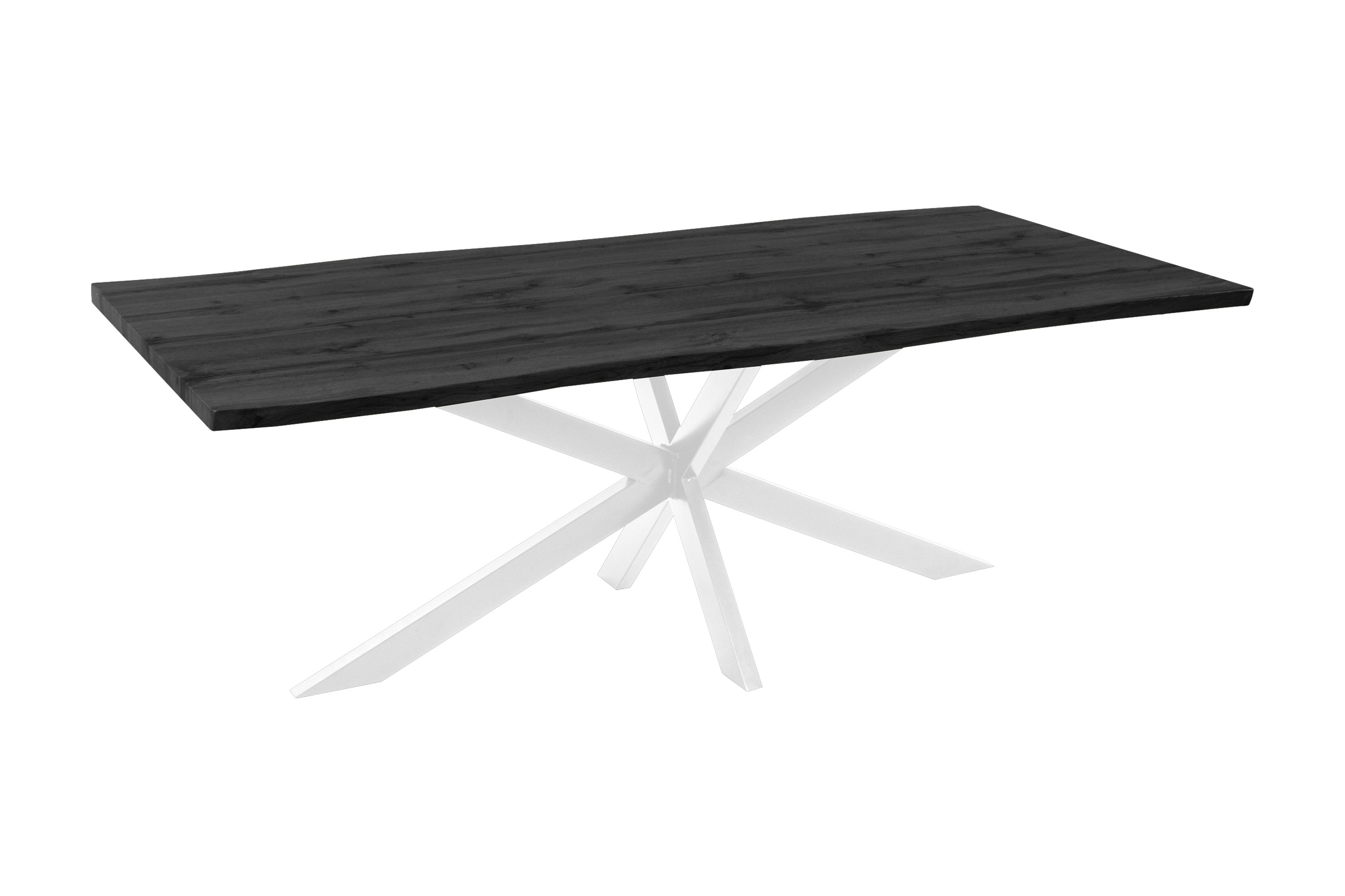Esstisch Baumkante Holz-Optik Grau 220 x 100 Spider-Gestell weiß JOSY