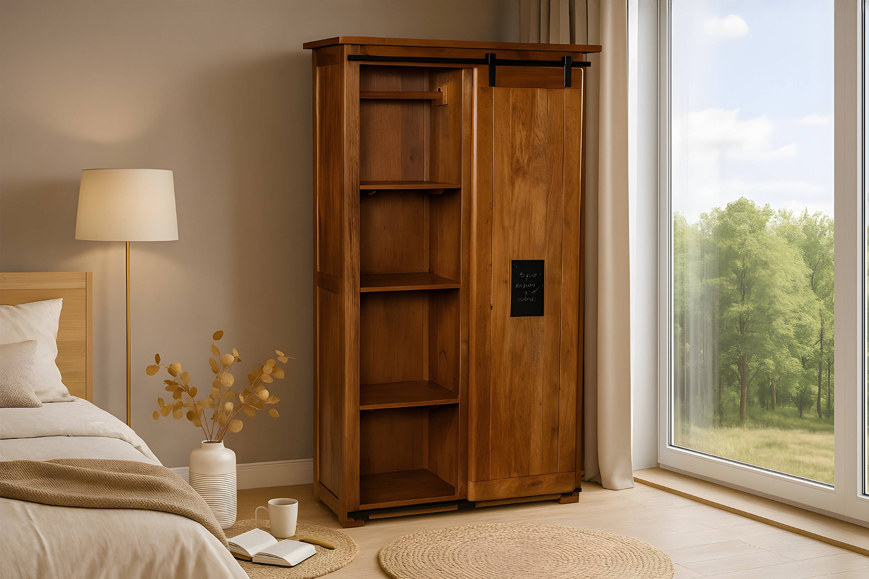 Kleiderschrank 175 x 100 x 45 cm Akazienholz massiv nussbaumfarben LIBRO