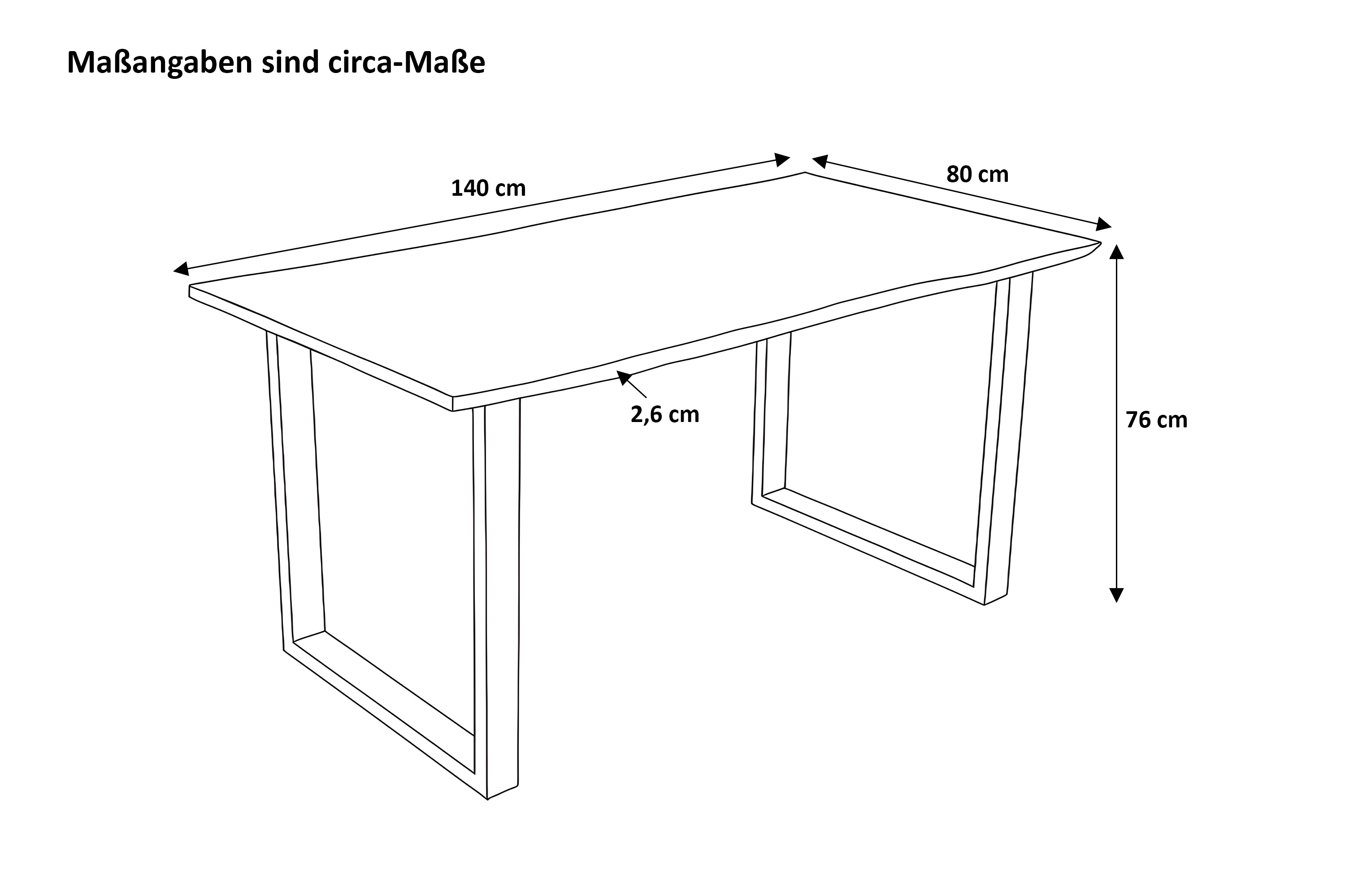 Esstisch Baumkante massiv Akazie nussbaum 140 x 80 cm U-Gestell Holz nussbaum GRAZ