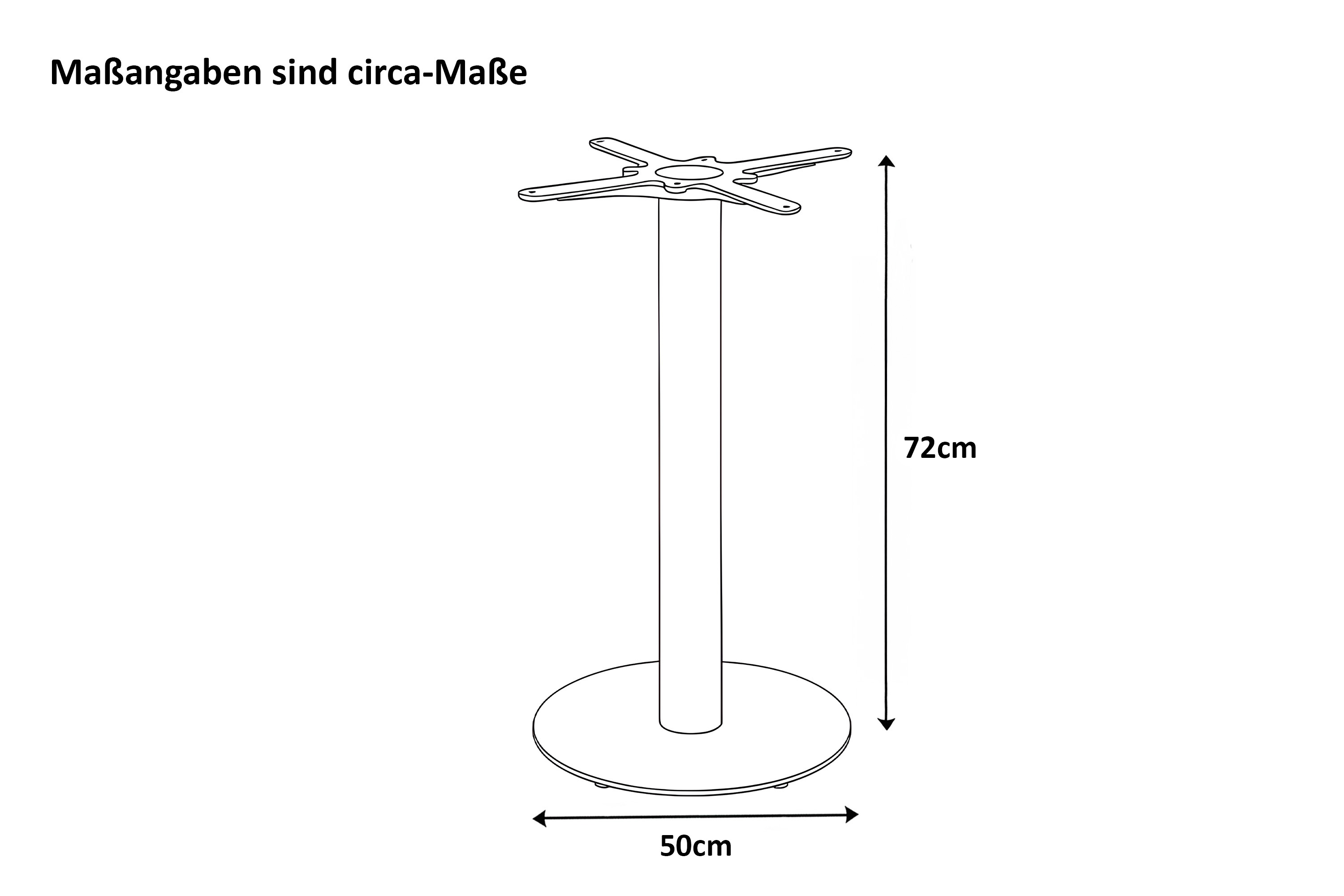 Tischgestell Bistrotische & Esstische Standfuß rund Einzelsäule 50x50x72 cm silber