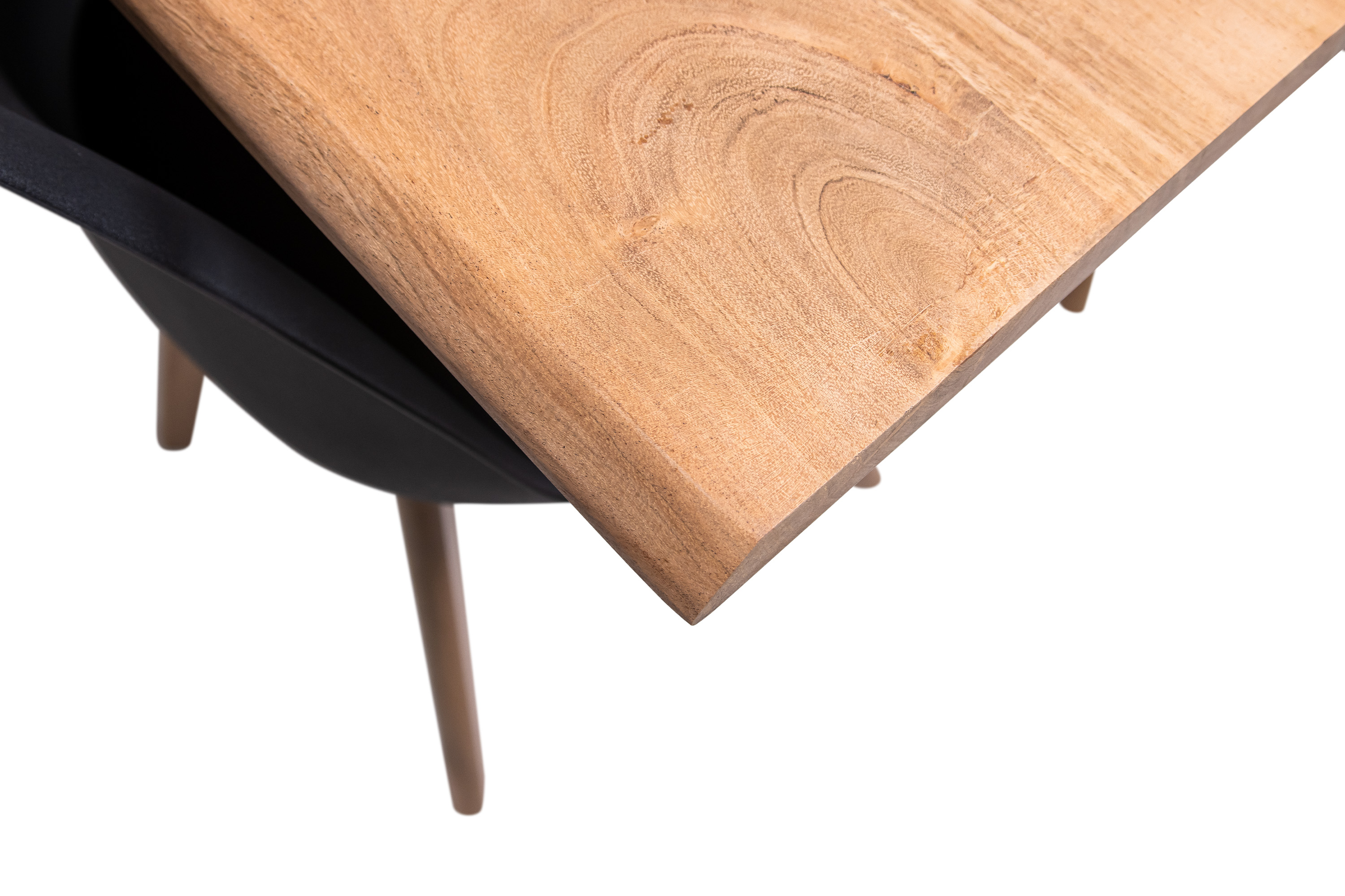 Esstisch Baumkante Akazie natur 180(280)x90 Ansteckplatten X-Gestell weiß AVINO
