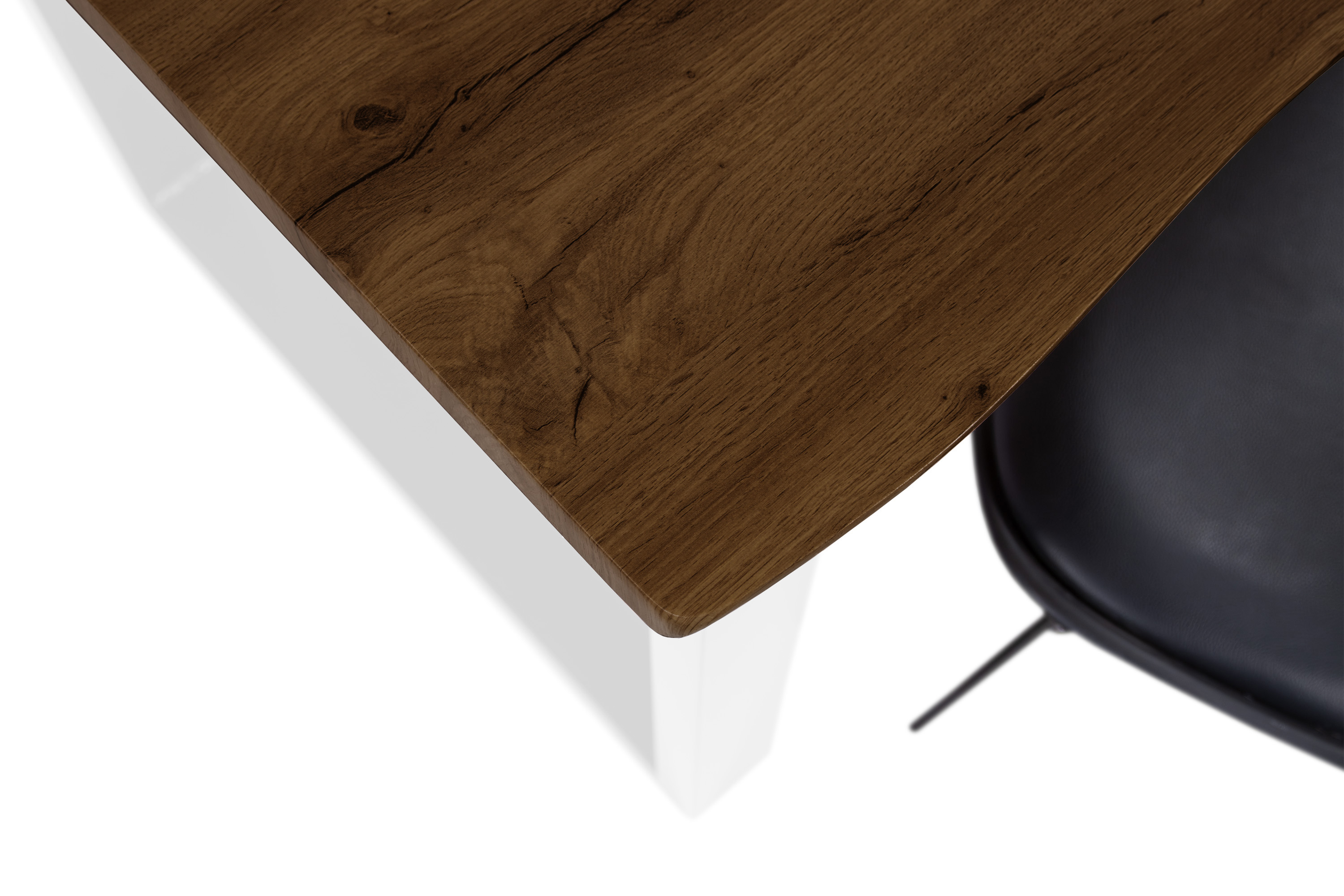 Esstisch Baumkante Holz-Optik Nussbaum 80 x 80 U-Gestell weiß JOSY