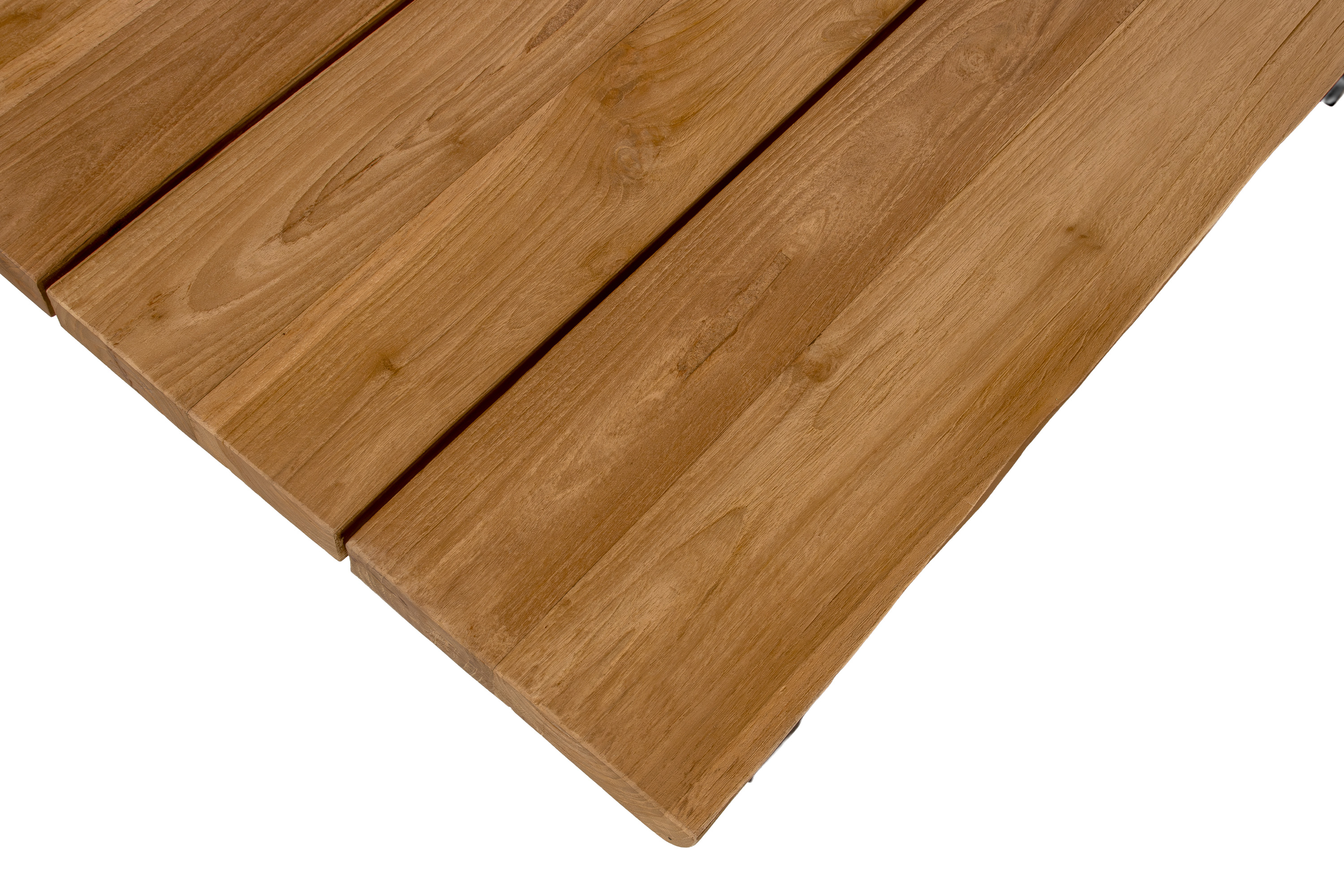 Gartentisch Outdoor massiv Teakholz 180 x 90 U-Gestell Metall schwarz BOGOTA