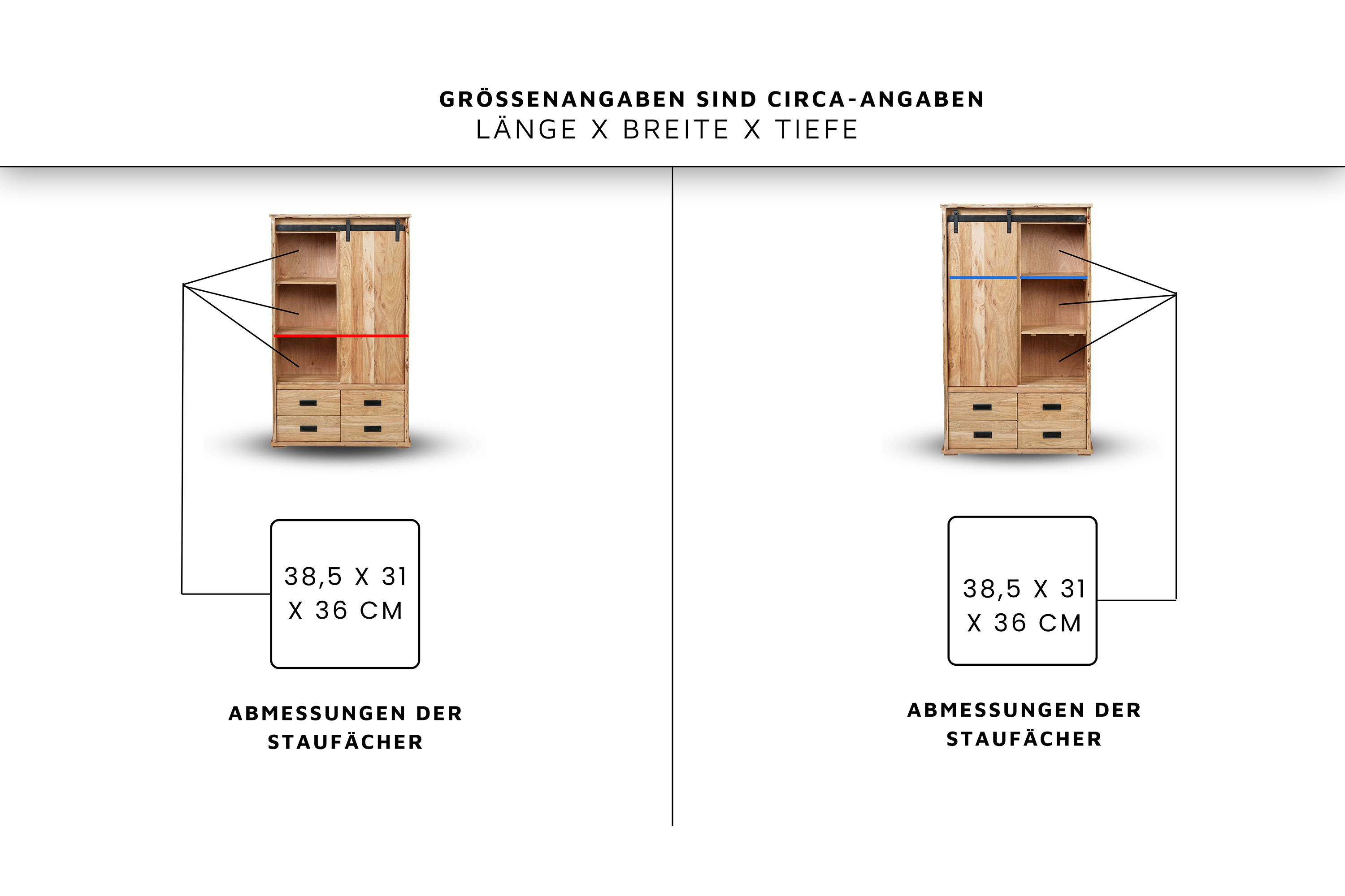Highboard Baumkante 90 x 45 x 150 cm Akazienholz massiv naturfarben LIAN II