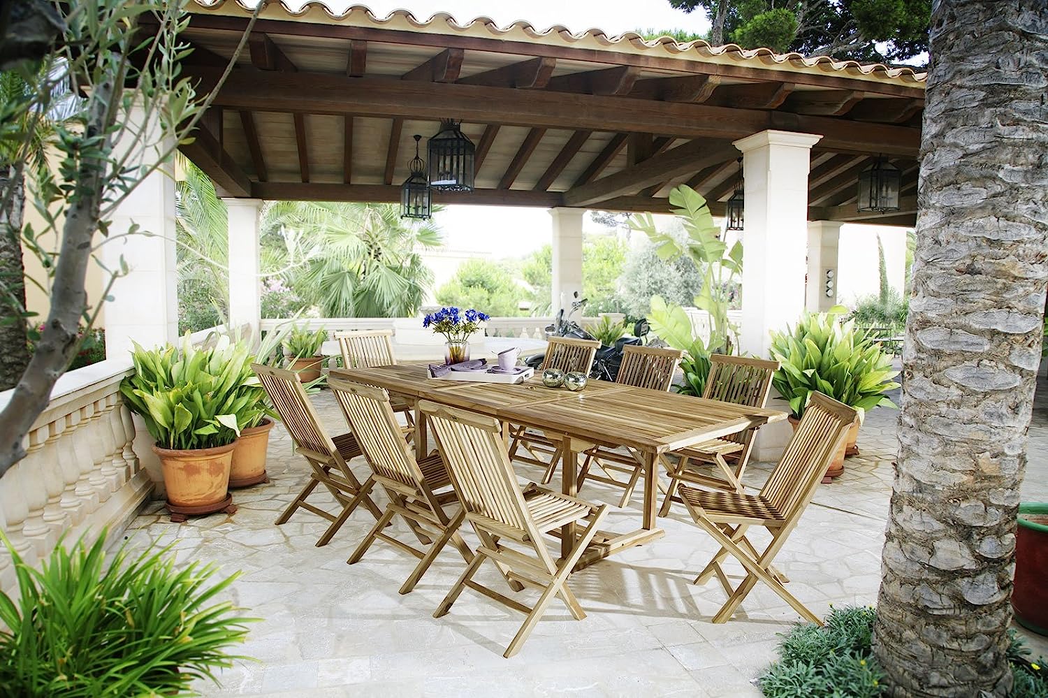  Gartenmöbel Set 9tlg Teak Gartentisch ausziehbar 180-240 cm KUBA/MENORCA