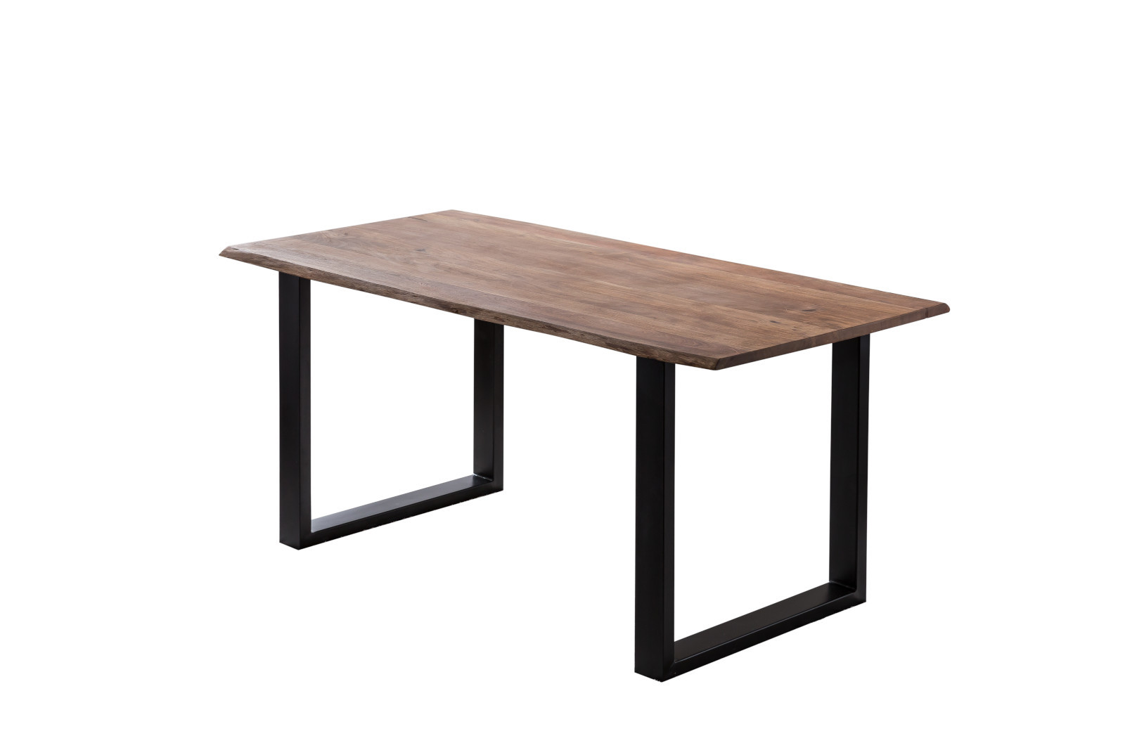 Esstisch Baumkante massiv Akazie stonefarben 220 x 100 cm schwarz LAURINA