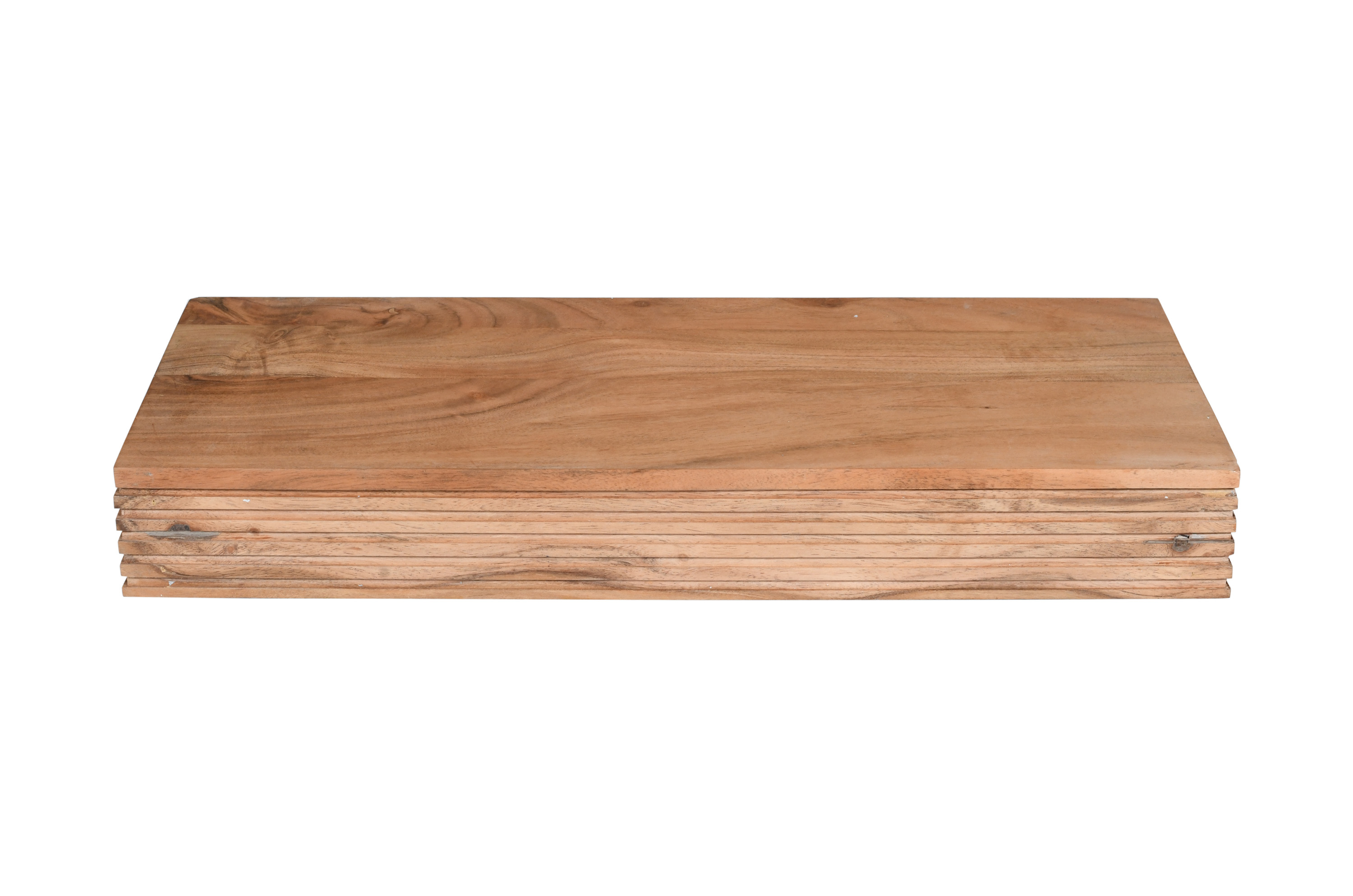 Steckboard mit Baumkante Schubladenregal Akazie massiv natur gerillt 60 x 25 x 8 cm LEONA