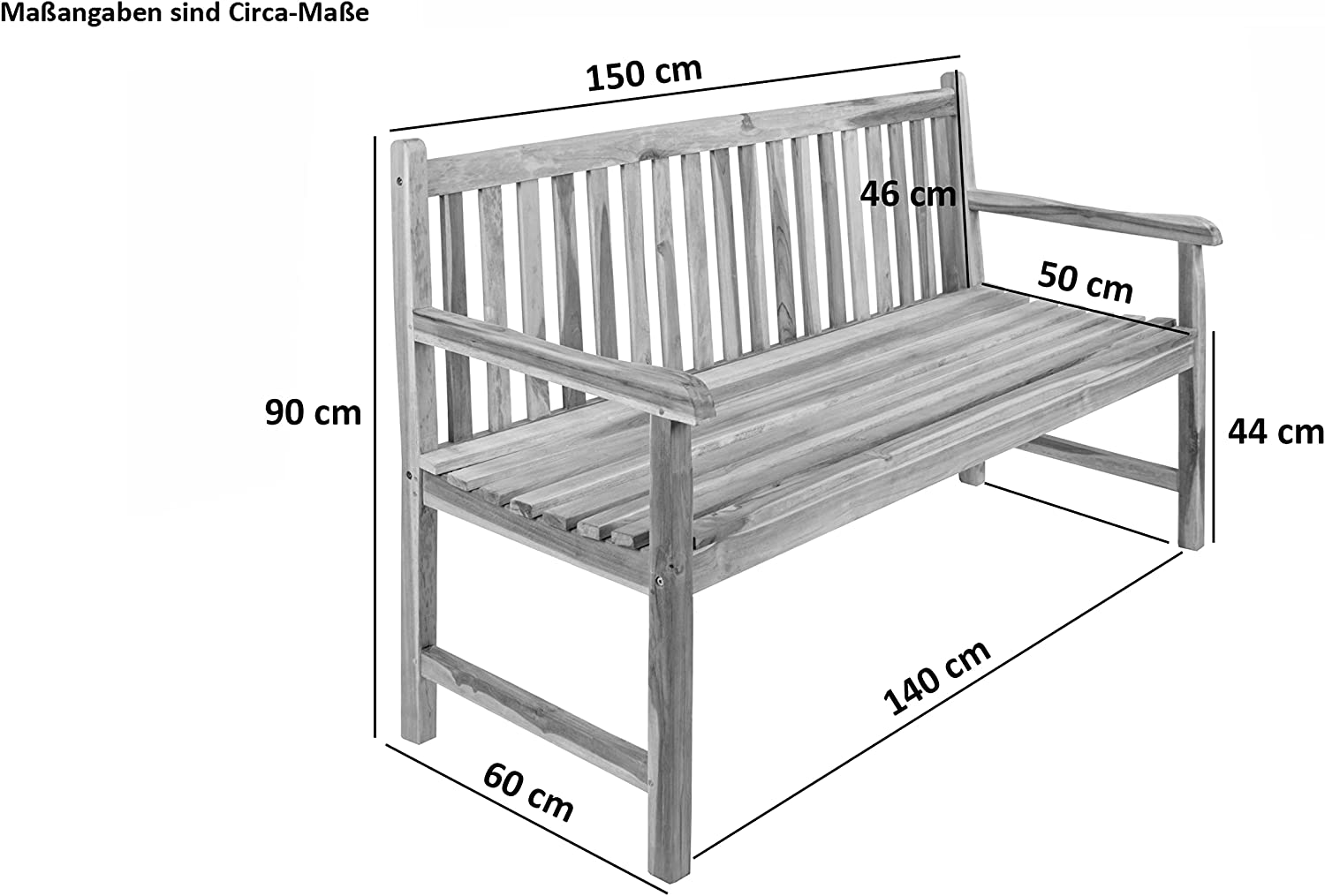  Gartenmöbel Set 4tlg mit Bank Teak Gartentisch ausziehbar 120-170 cm BORNEO/ARUBA