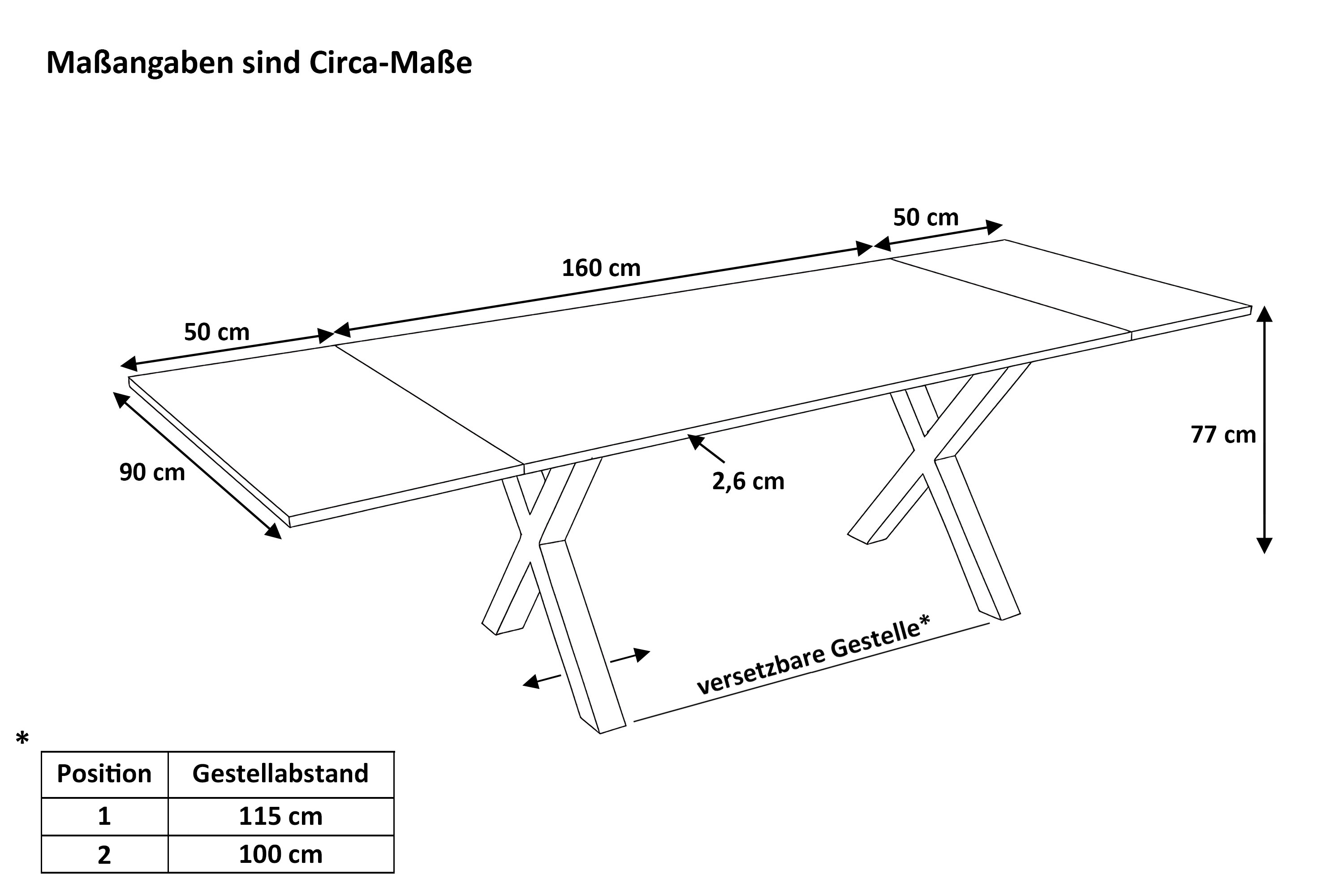 Esstisch Baumkante Akazie nuss 160(260)x90 Ansteckplatten X-Gestell schwarz AVINO