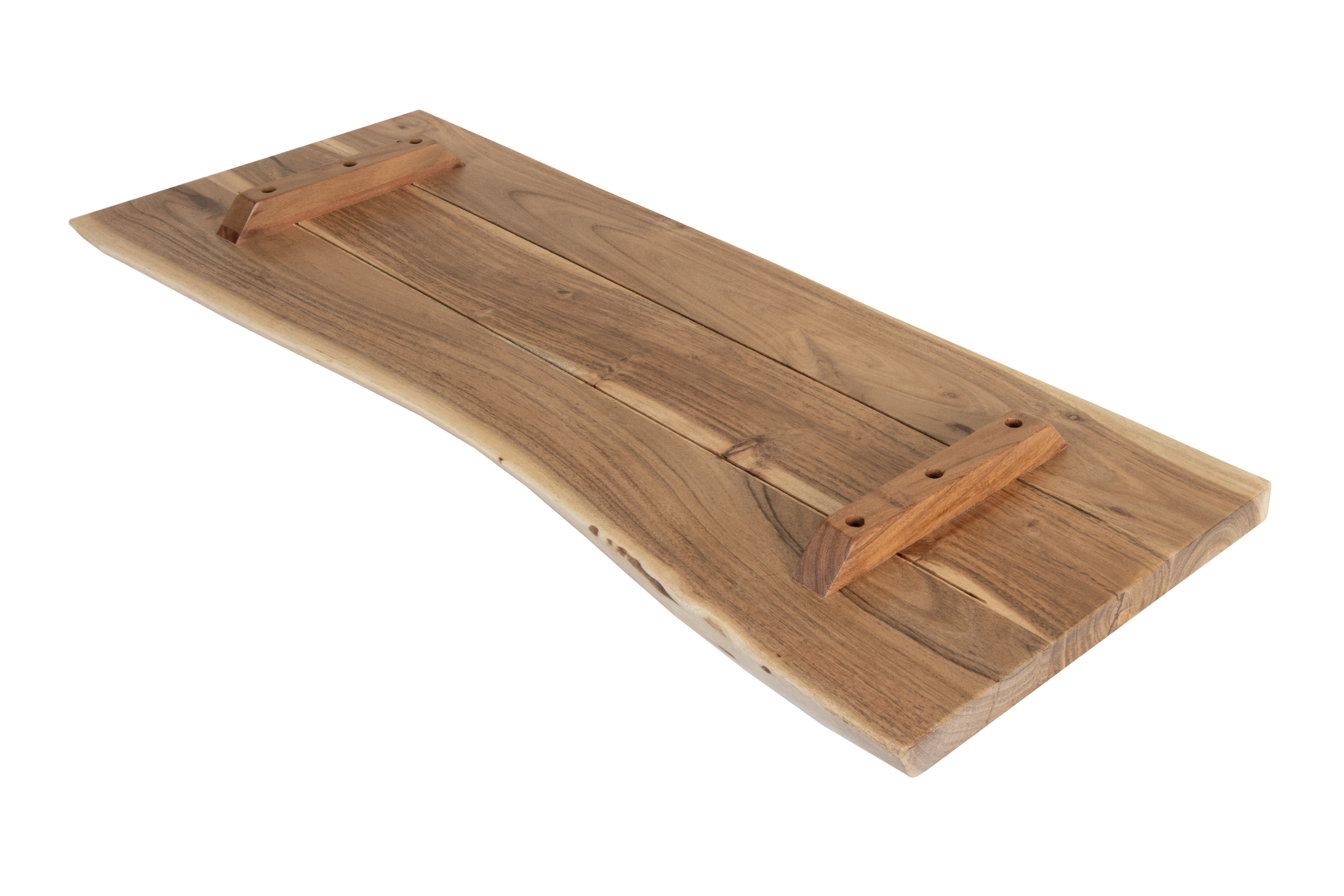 Holzplatte Arya mit echter Baumkante (einseitig), 70 x 30 cm, Akazienholz naturfarben, massiv & lackiert