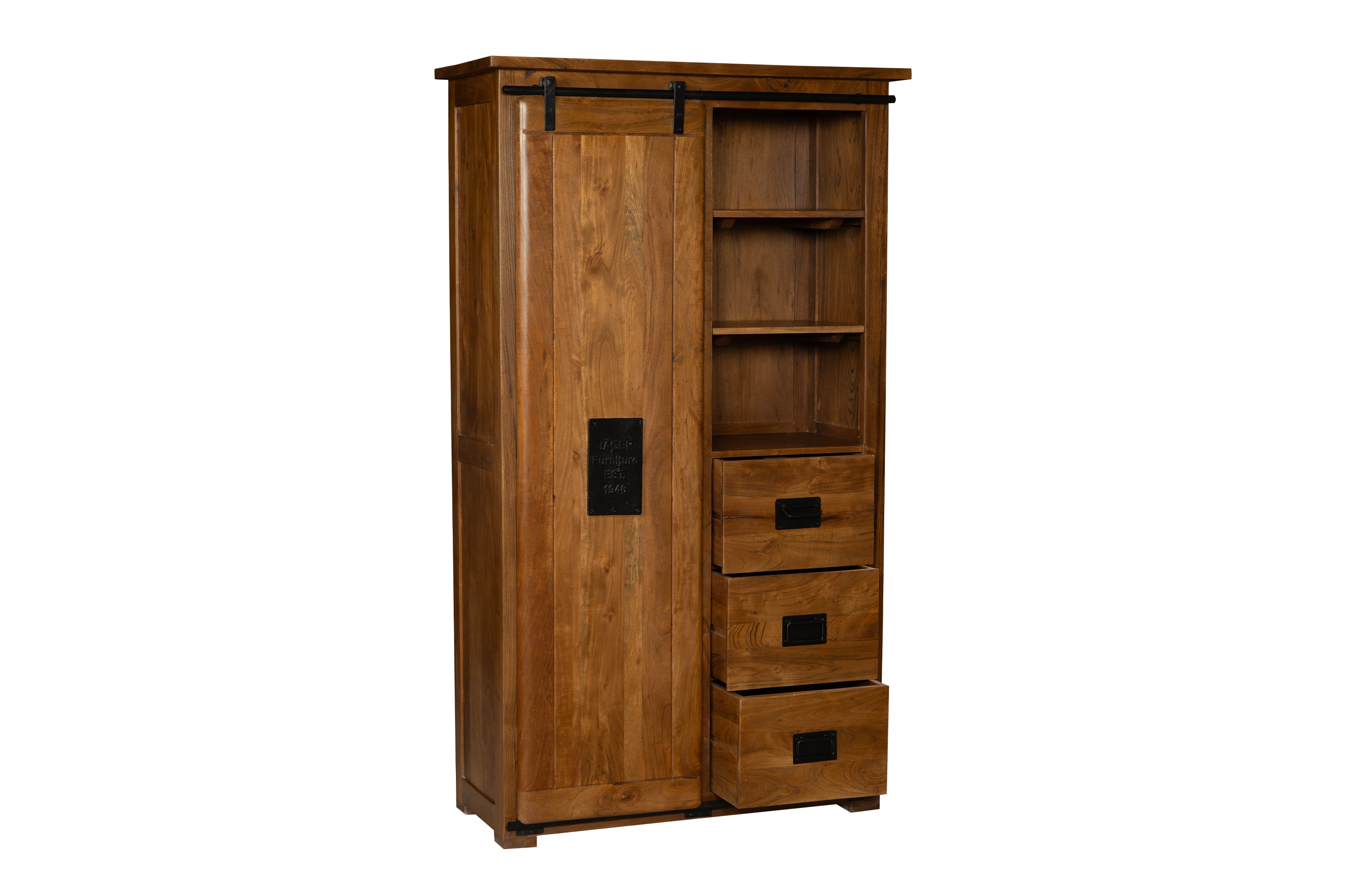 Kleiderschrank 175 x 100 x 45 cm Akazienholz massiv nussbaumfarben LIBRO