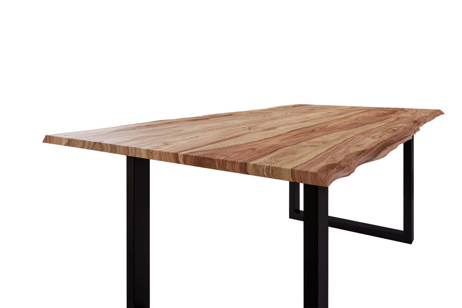 Baumkante Esstisch Sheesham naturbelassen 180 x 90 schwarz Mailand