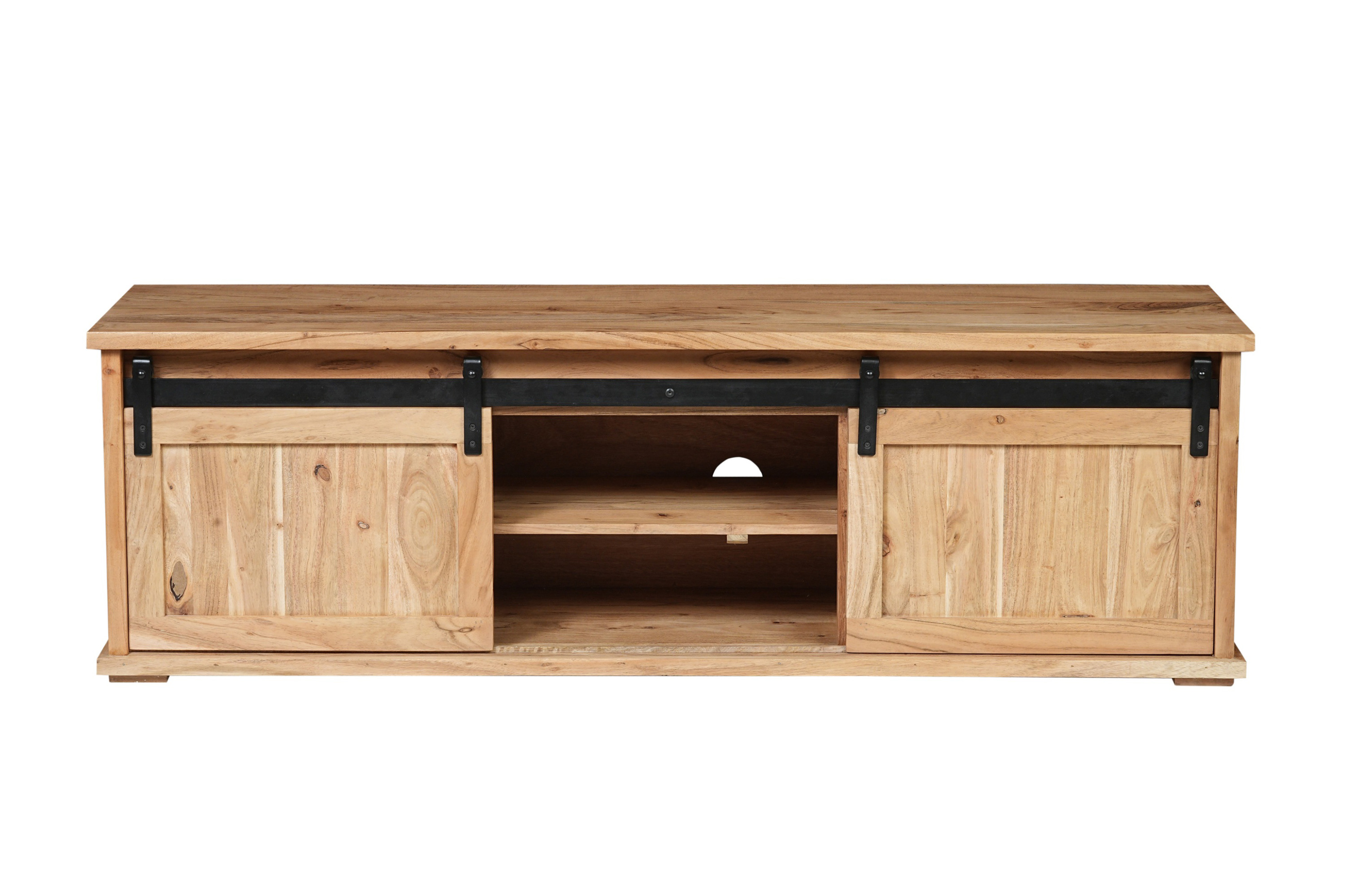 Lowboard 160 x 45 x 50 cm Akazienholz massiv naturfarben ohne Baumkante LIAN 3