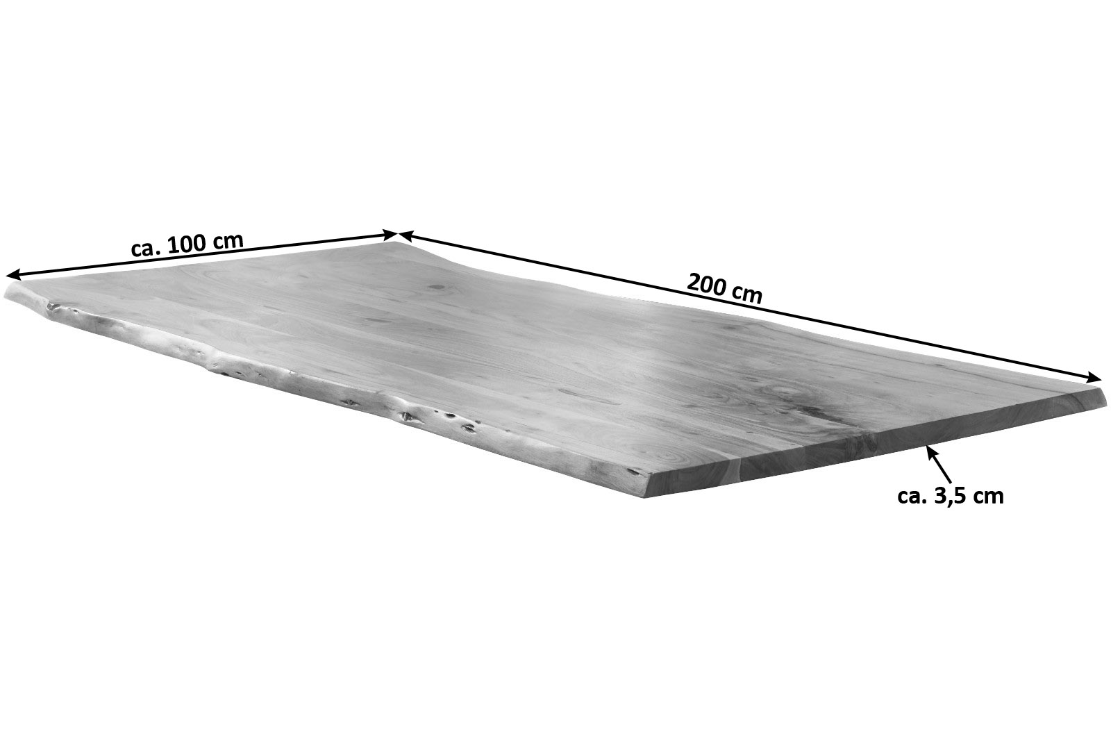 Tischplatte Baumkante massiv Akazie natur 200 x 100 MILO
