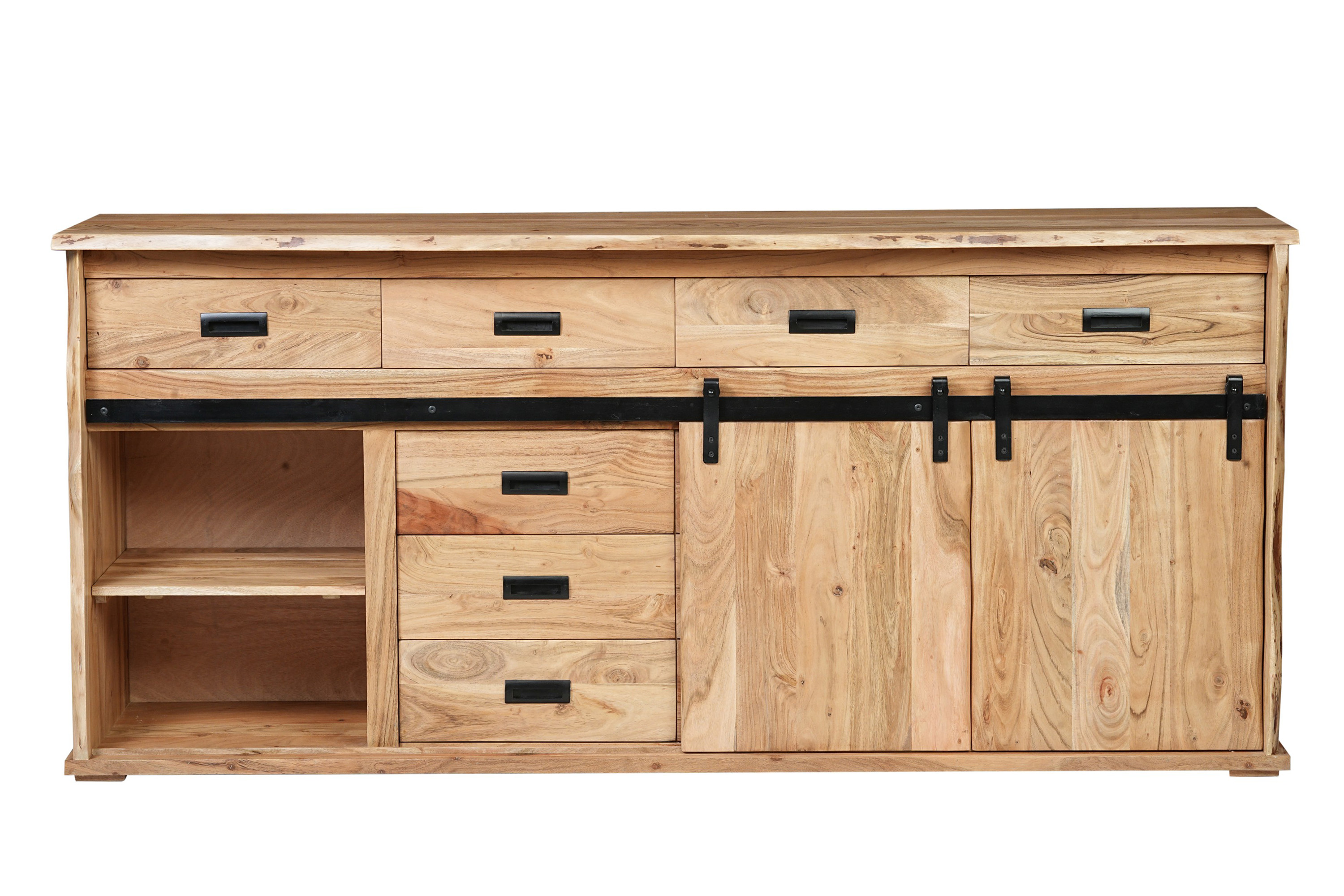 Sideboard Baumkante 200 x 45 x 90 cm Akazienholz massiv naturfarben LIAN IV