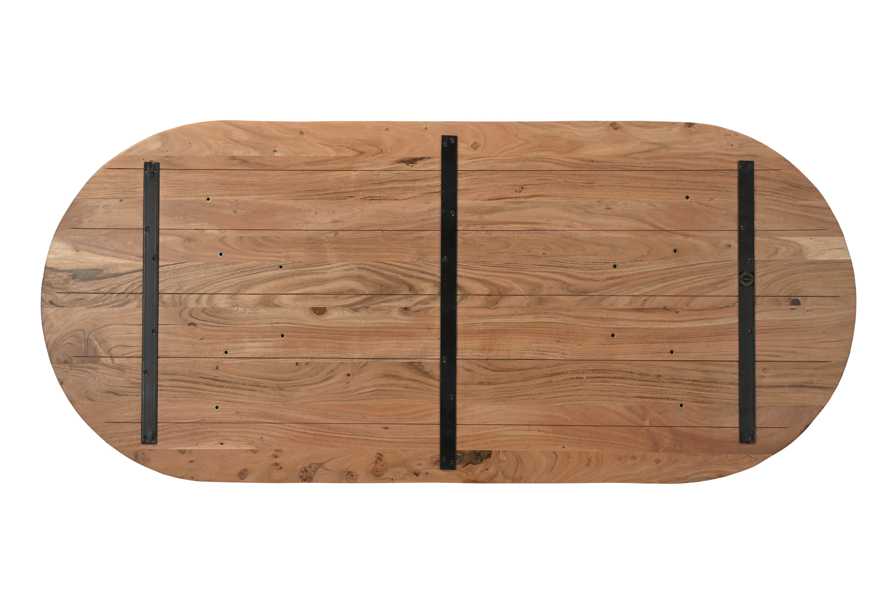 Esstisch 204 x 90 cm Akazienholz Natur gerade Kante oval V-Gestell LAURIE
