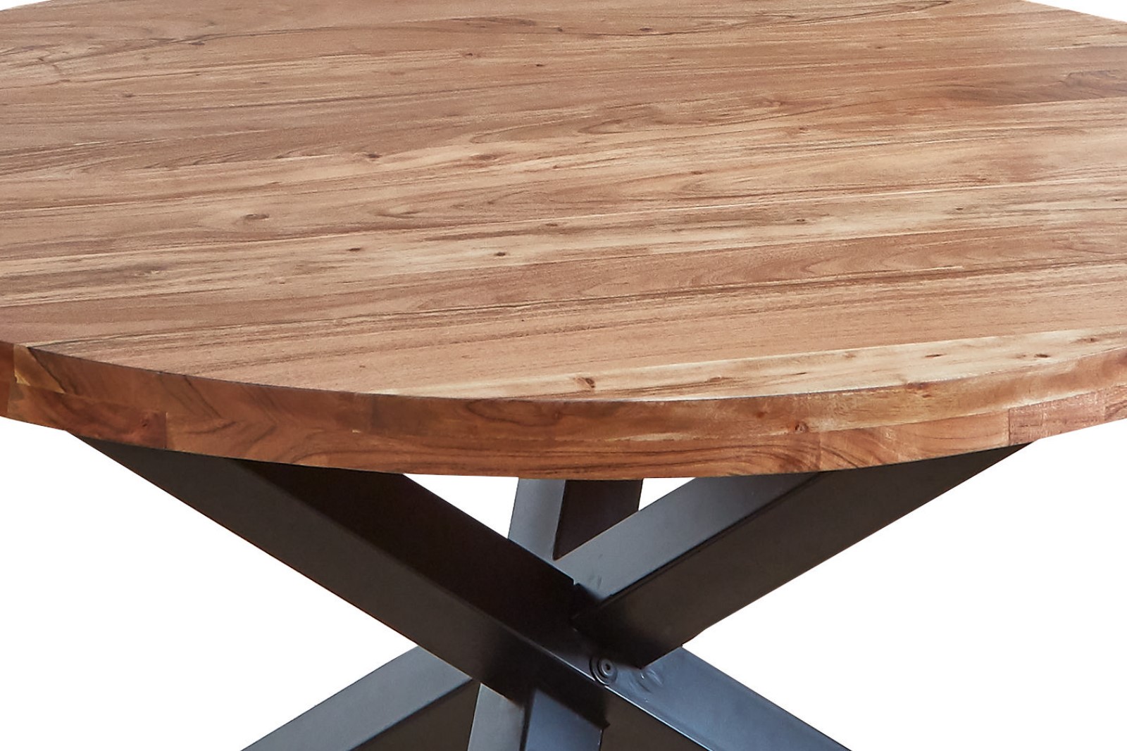   Esszimmertisch rund 120 cm Akazienholz Natur Schwarz RUNA