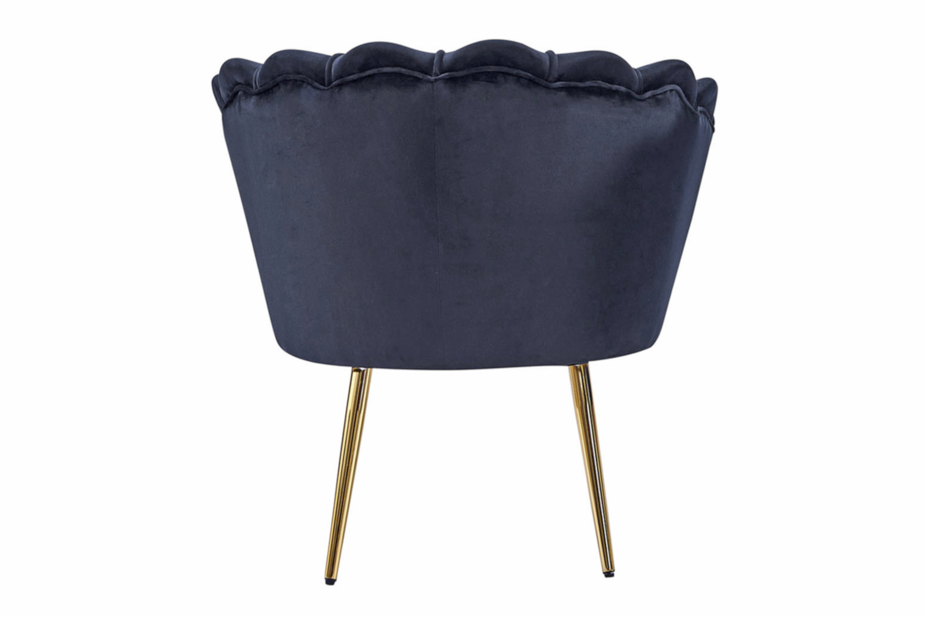  Armlehnsessel Polstersessel Samt Schwarz Retro-Look BIG CHAIR