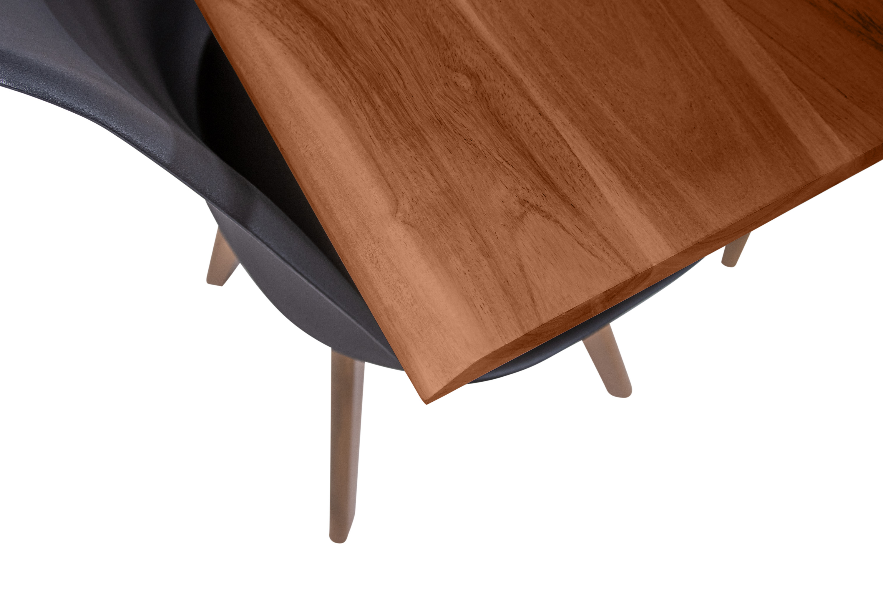 Esstisch Baumkante Akazie nuss 180(280)x90 Ansteckplatten U-Gestell weiß AVINO