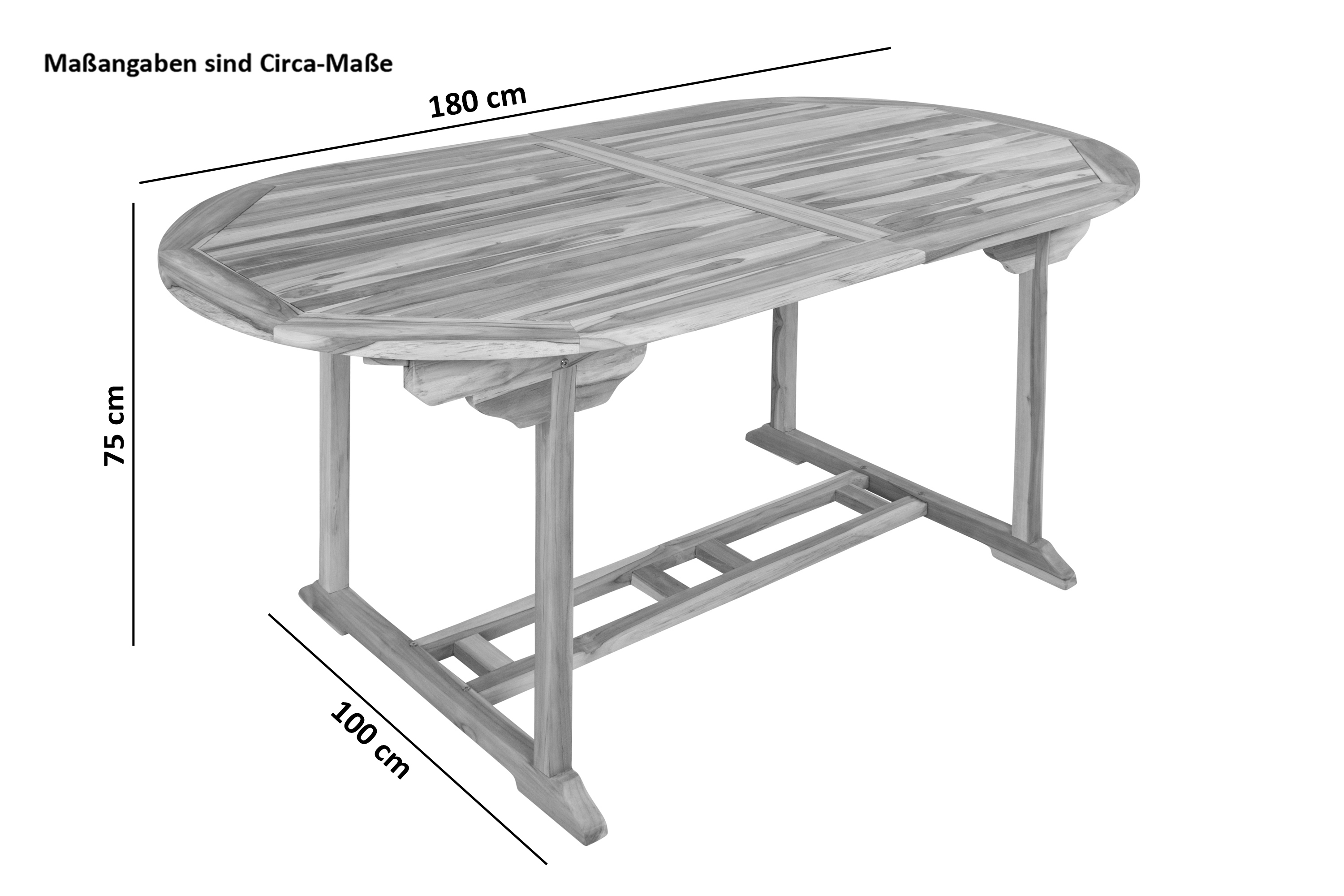  TEAK Gartentisch ausziehbar Teakholz 180 - 240 cm ARUBA