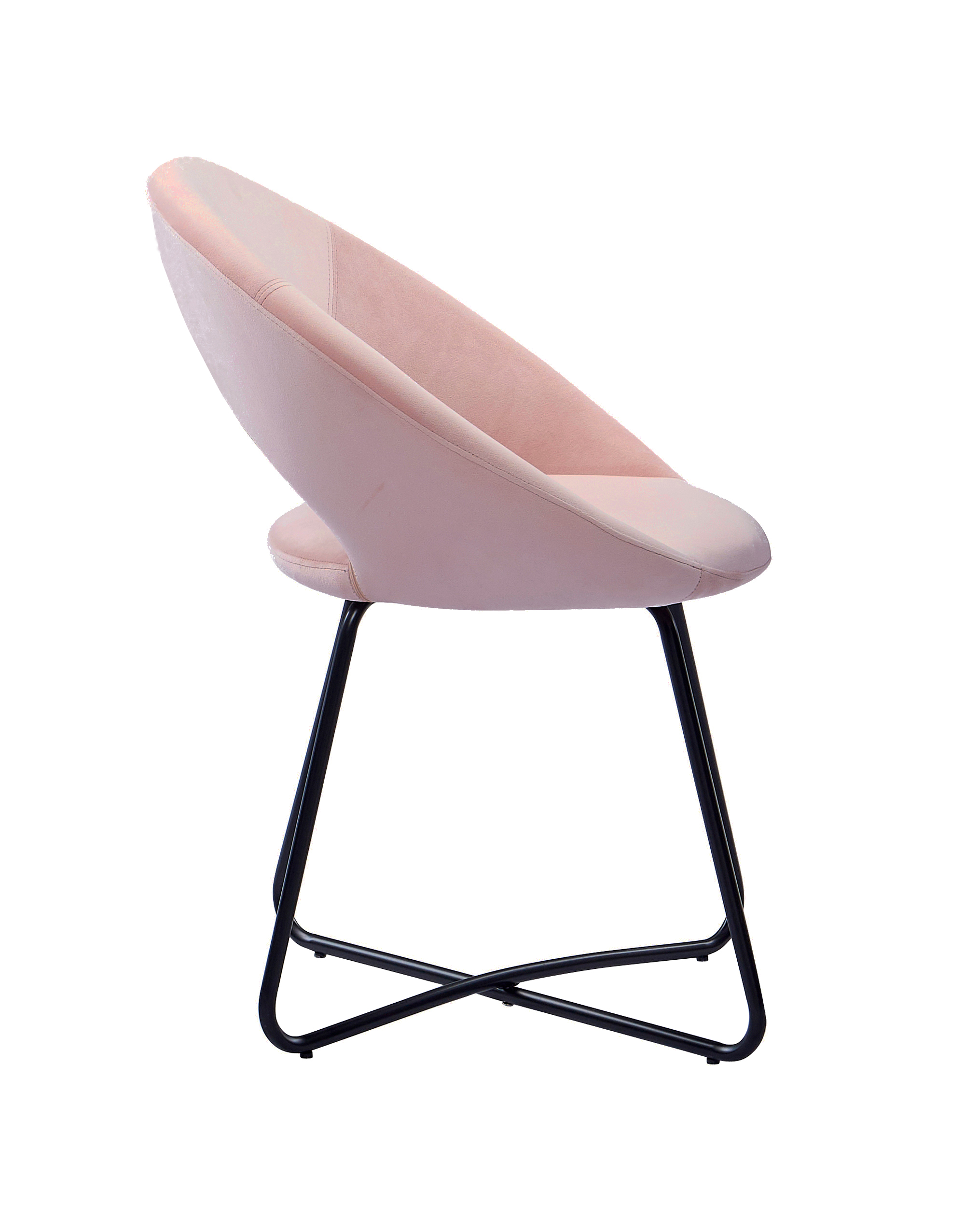  Schalenstuhl Samtbezug rosa Gestell schwarz LENNY