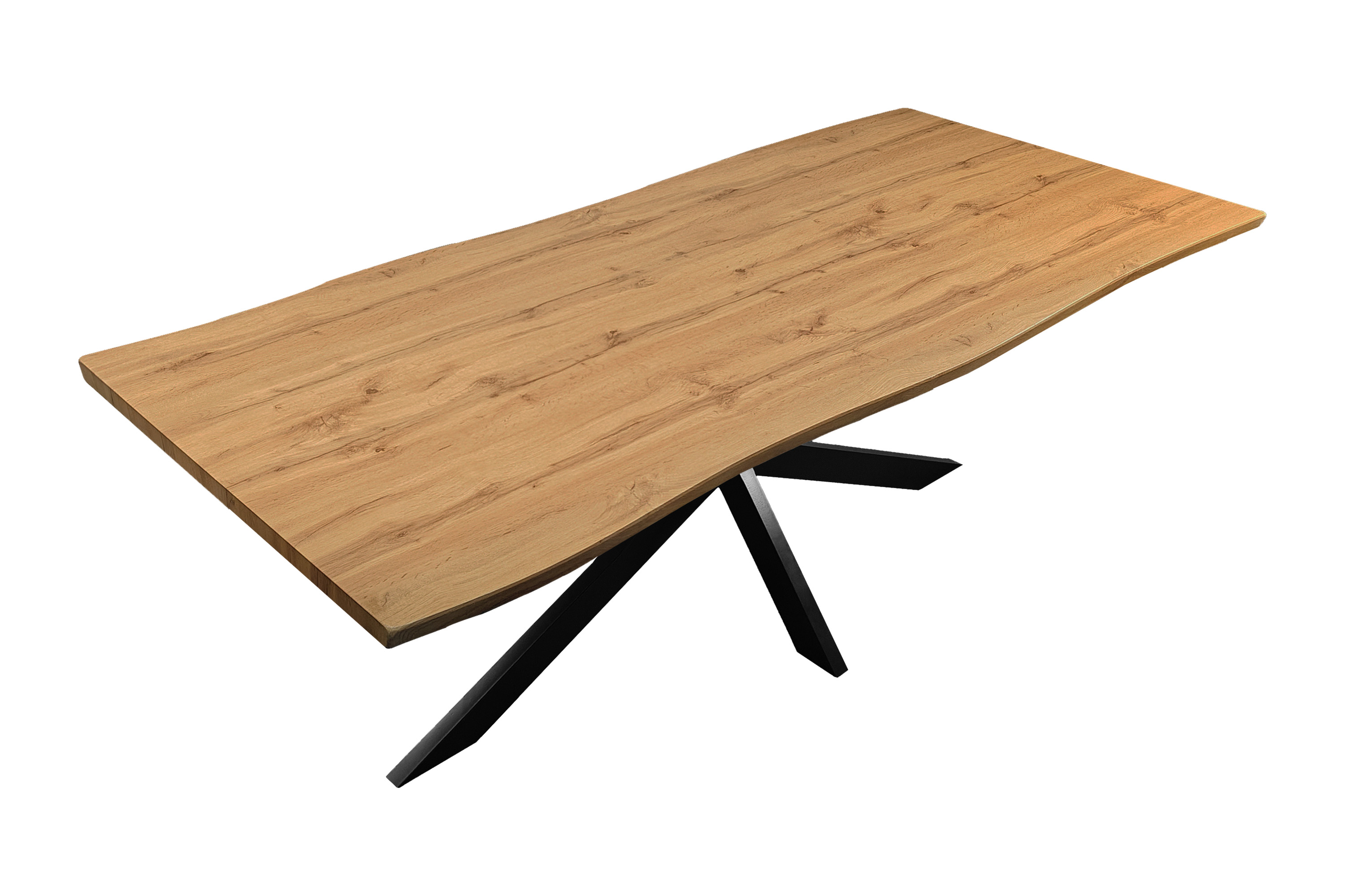 Esstisch Baumkante Holz Nussbaum-Optik 220 x 100 Spider-Gestell schwarz JOSY