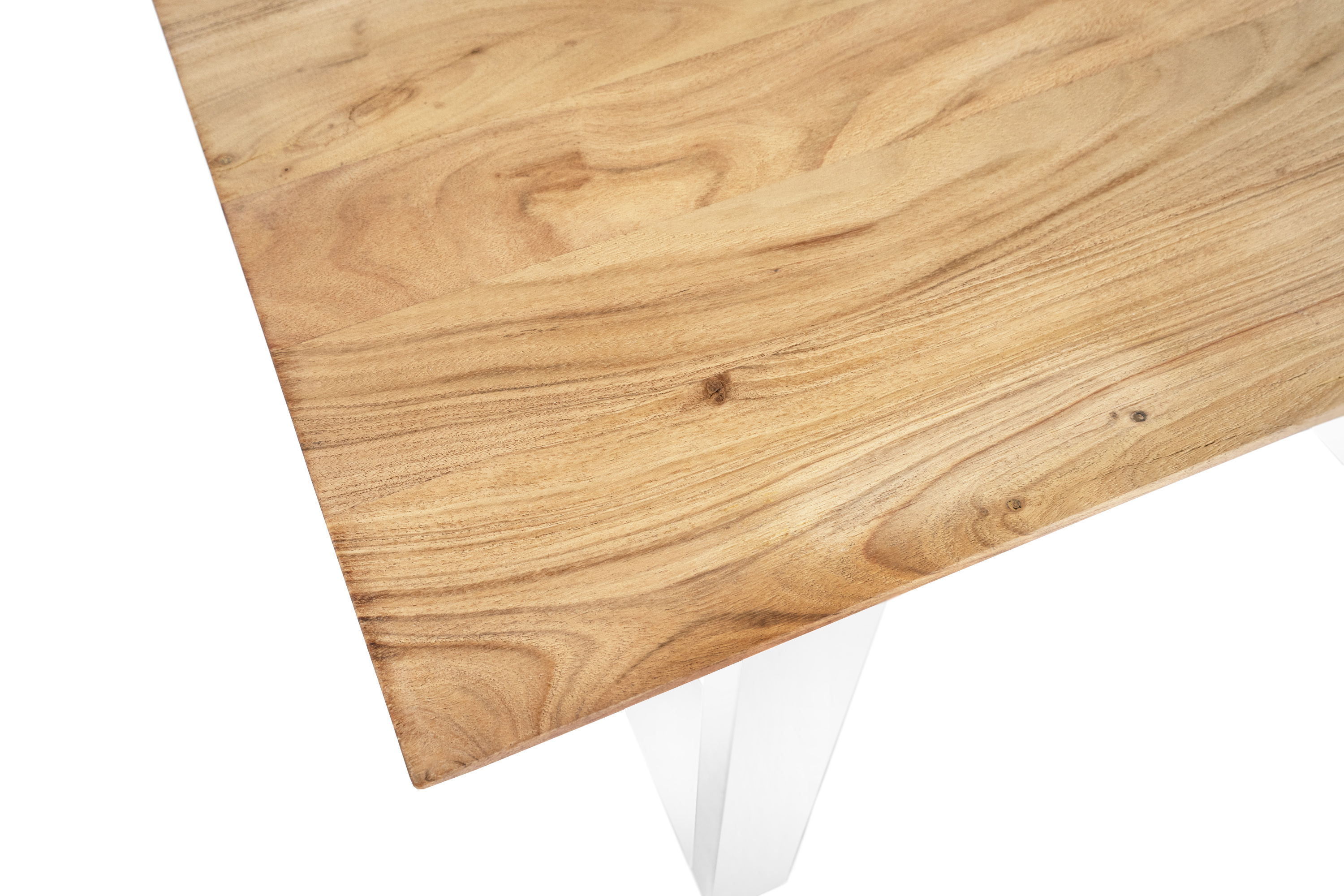 Esstisch 160x85cm Akazie massiv eichenfarben schweizer Kante U-Gestell weiß DEAN