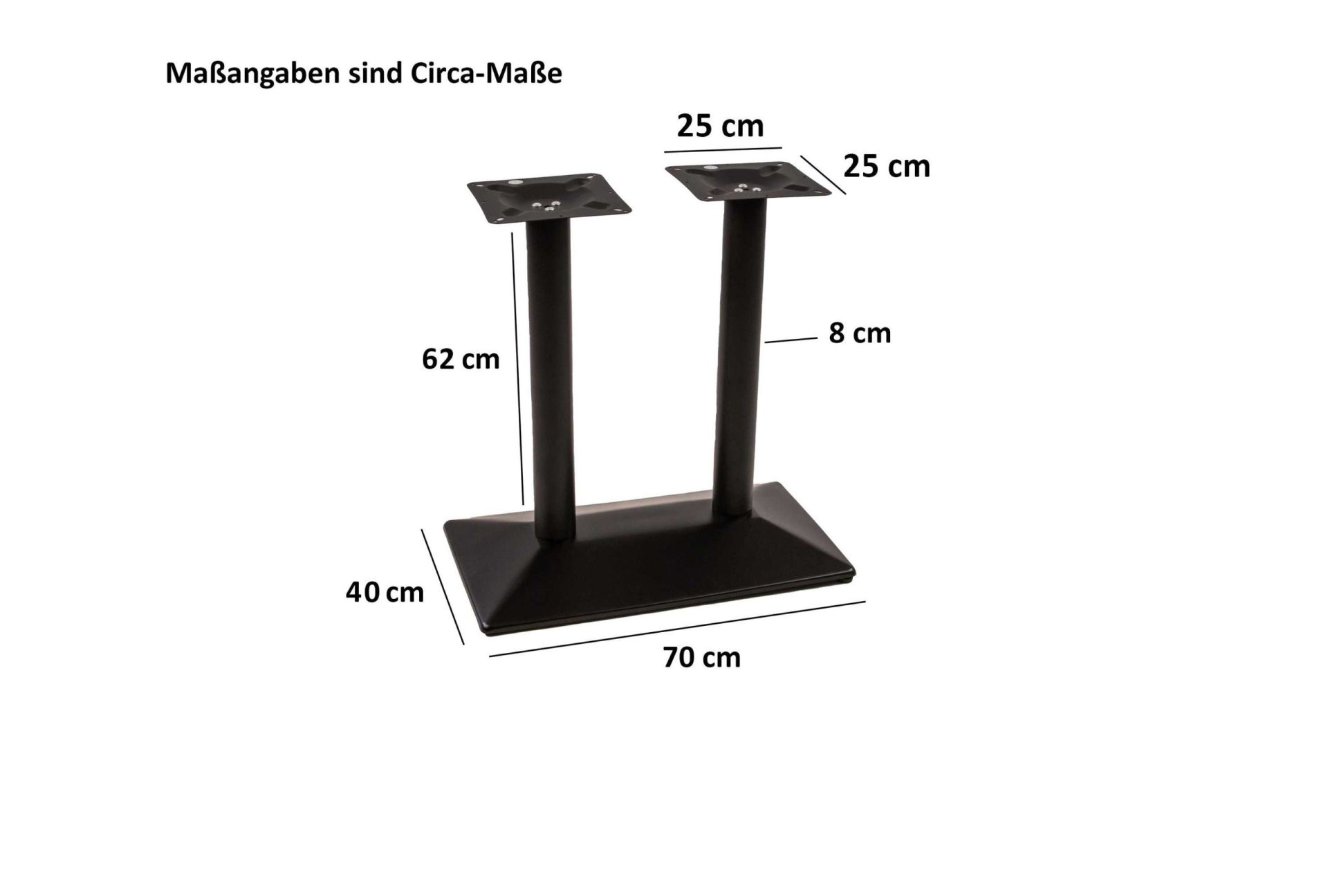 Tischgestell Bistrotische & Esstische Standfuß Doppelsäule 40x70x72 cm schwarz