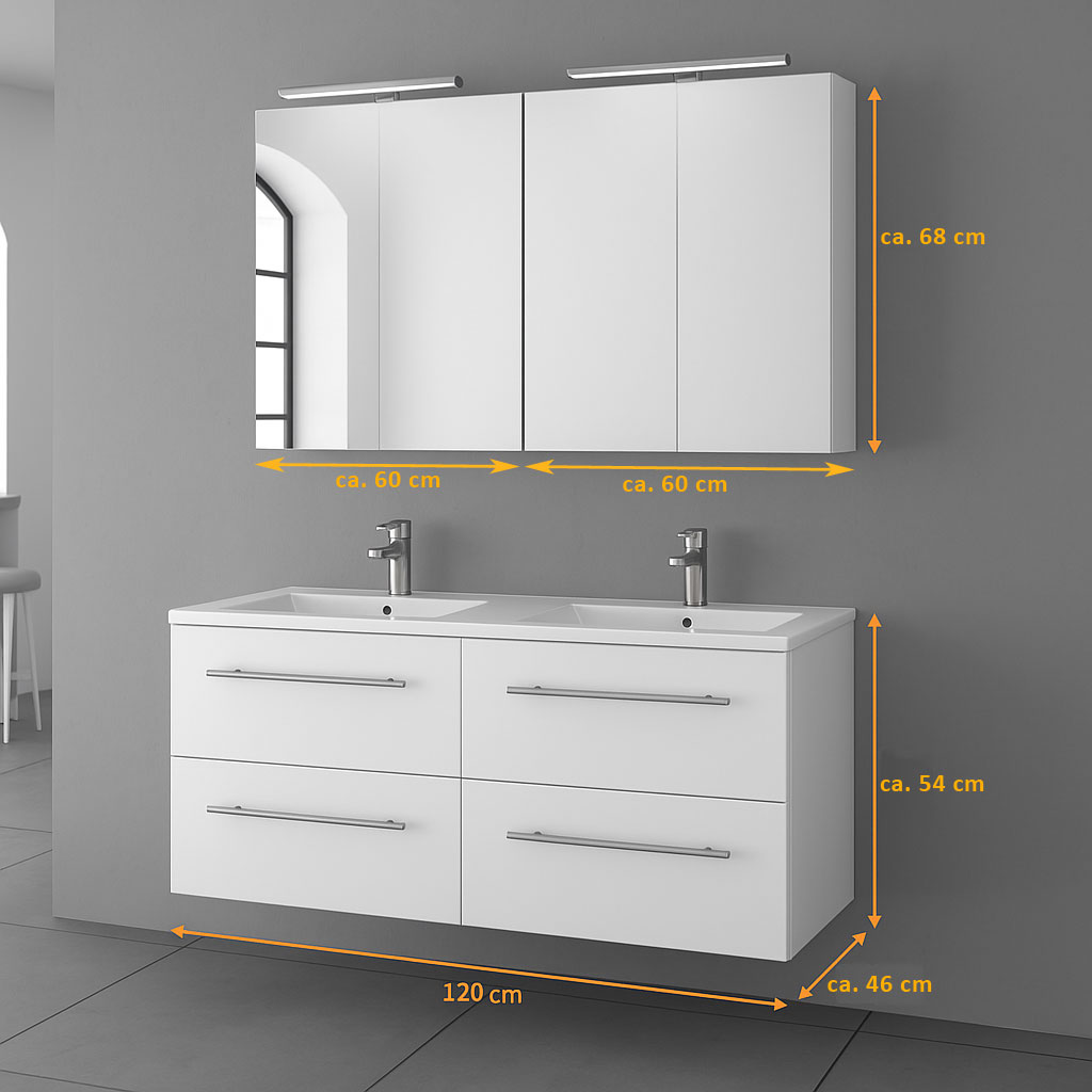 SAM® Badmöbel Set 3tlg Doppelwaschtisch 120 cm Trüffeleiche VILLA