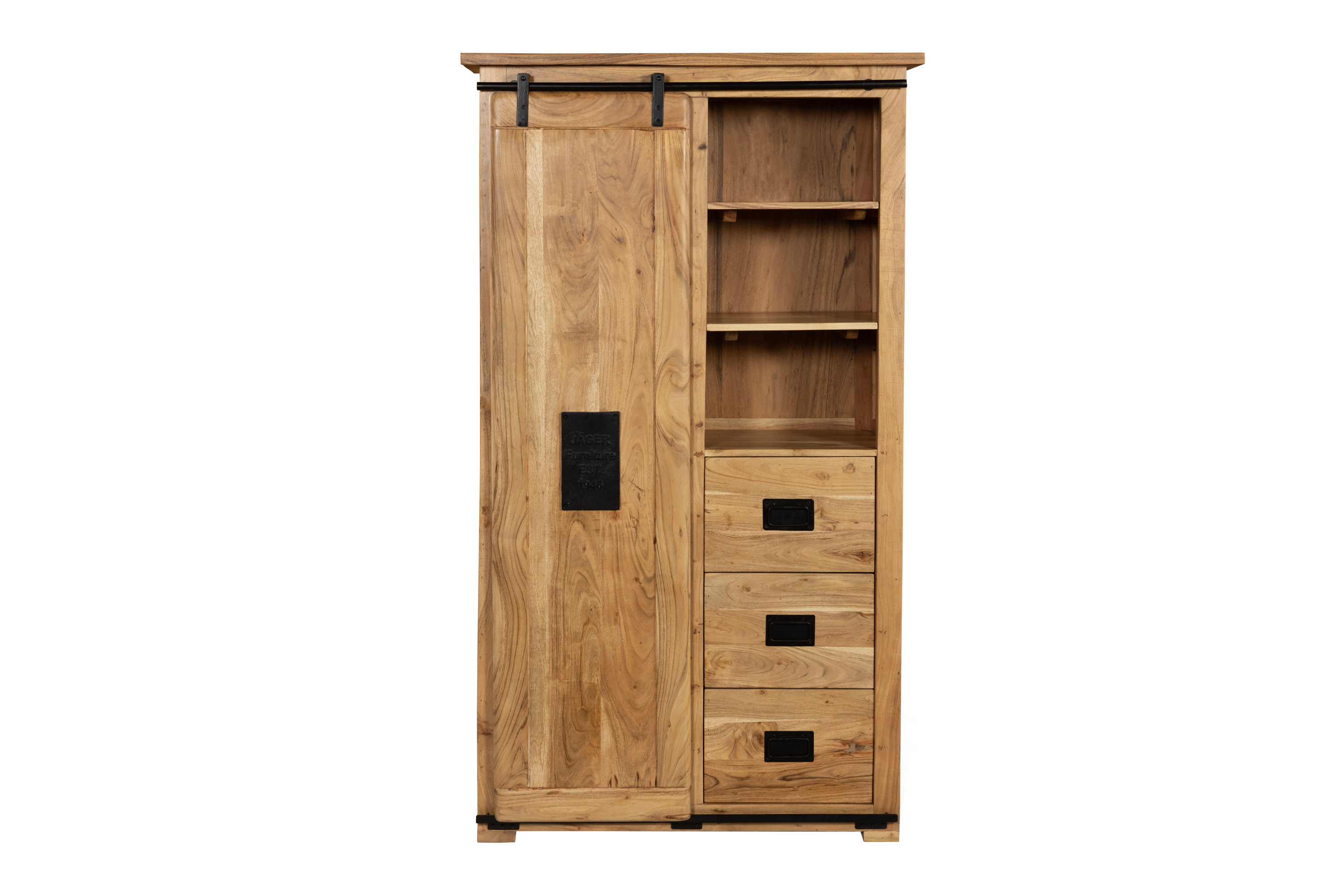 Kleiderschrank 175 x 100 x 45 cm Akazienholz massiv naturfarben LIBRO