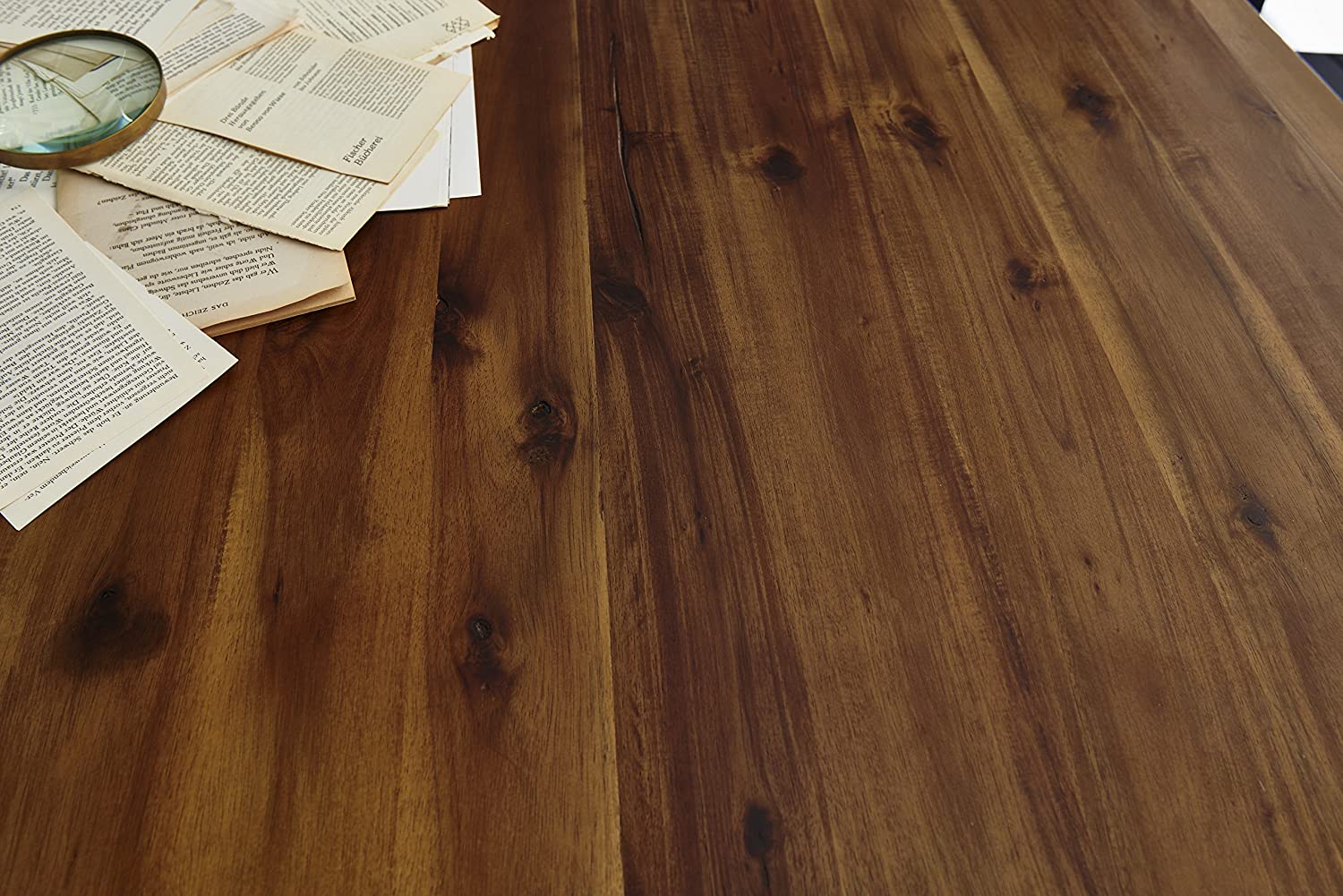 Essgruppe 140 cm Akazie nussbaumfarben U-Gestell schwarz mit 2 Bänken QUINN